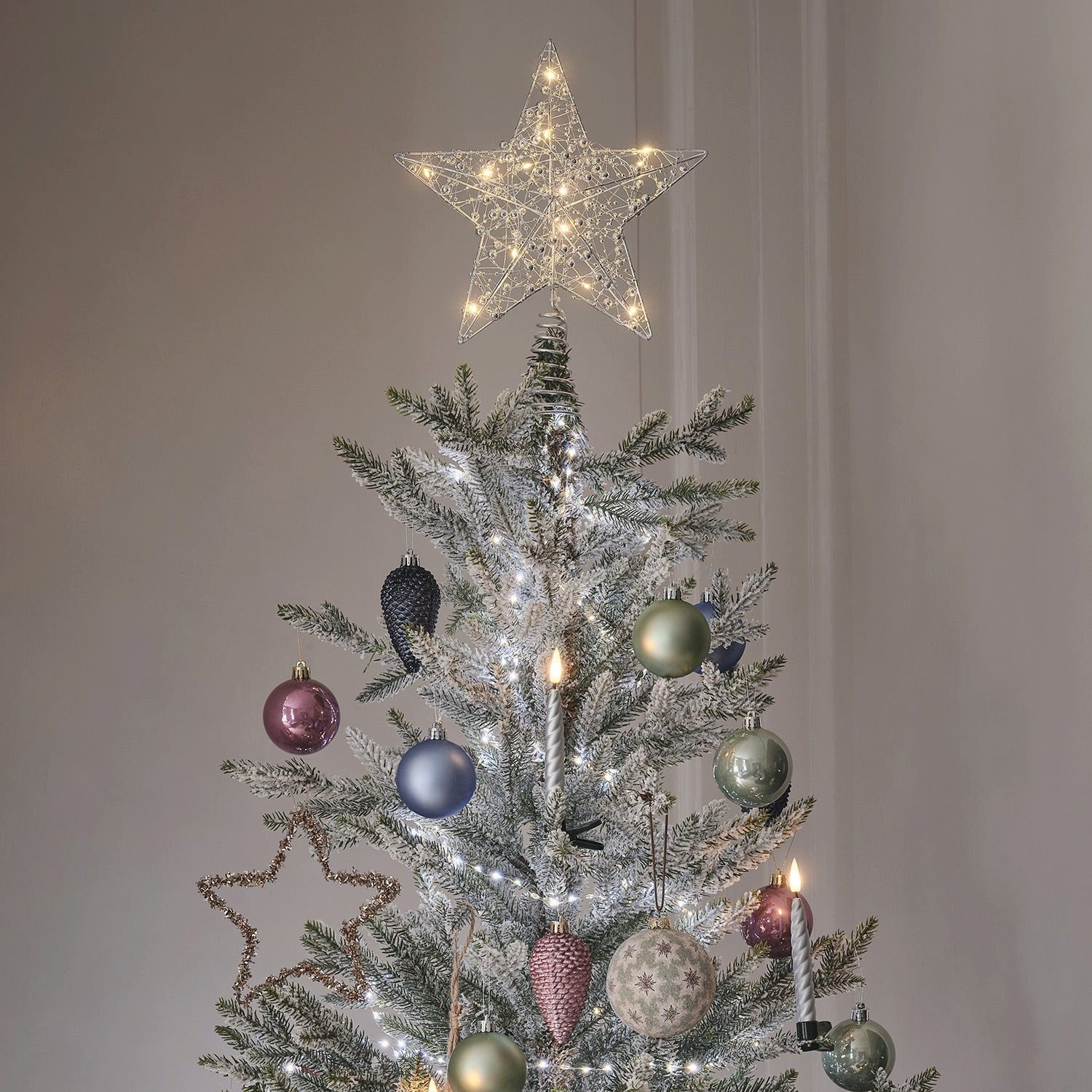 Lights4fun LED Stern LED-Stern Weihnachtsbaumspitze silber