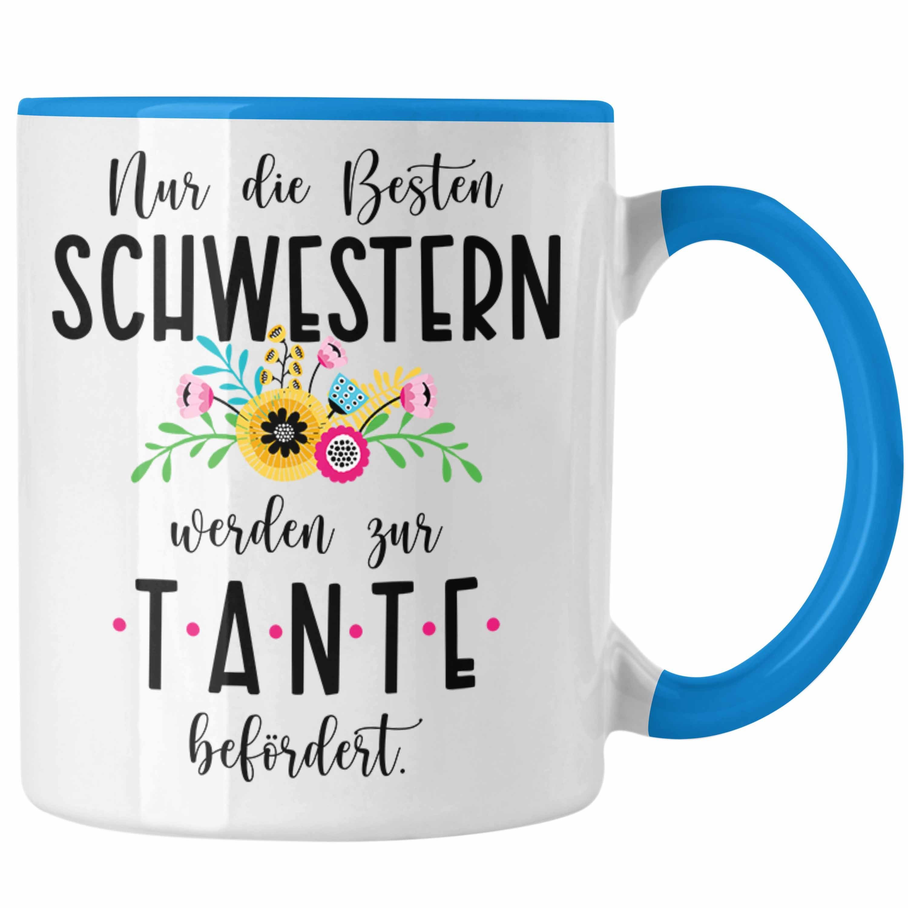 Trendation Tasse Trendation - Du Wirst Tante Tasse 2023 Verkündung Schwangerschaft Baby Blau