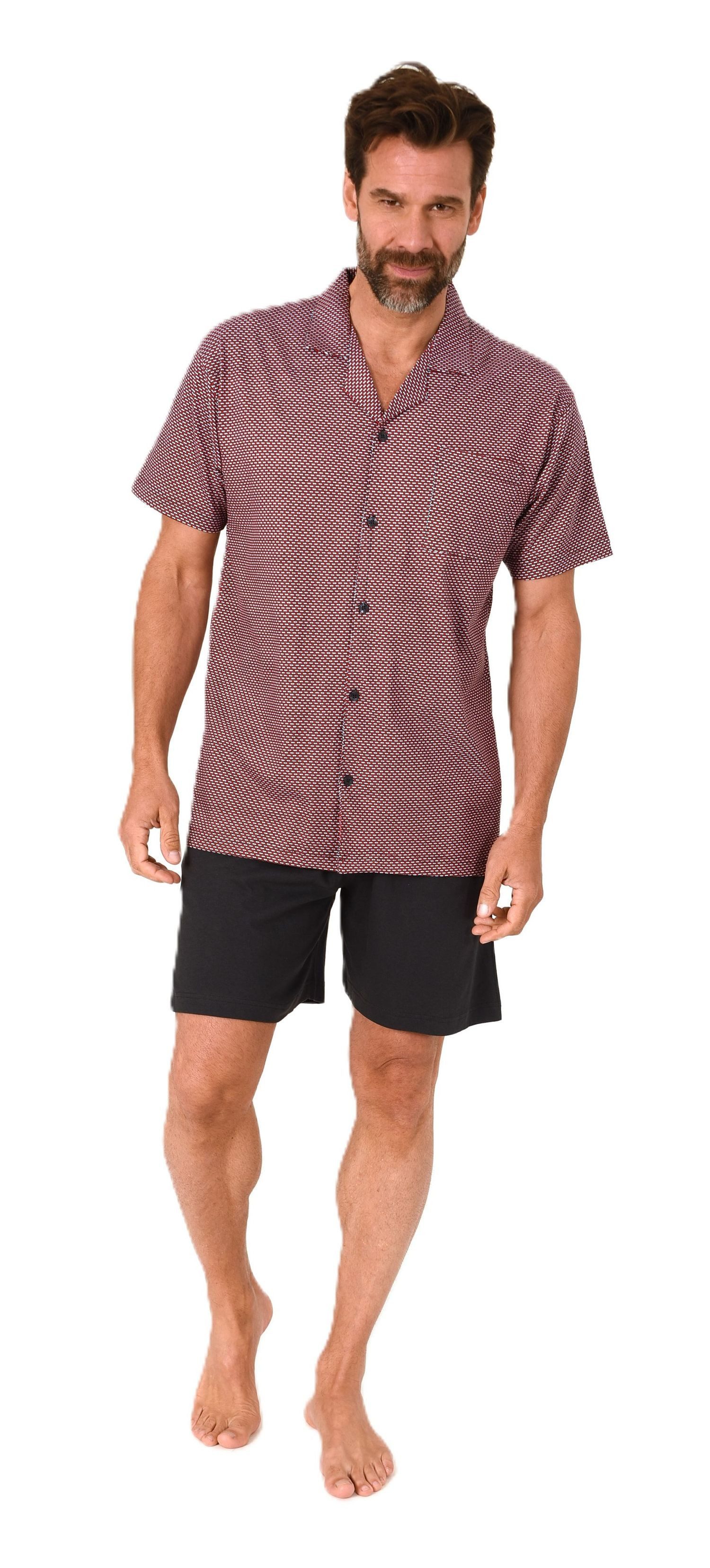 Normann Pyjama Herren Kurzarm Schlafanzug Shorty zum durchknöpfen, auch in günstig online kaufen
