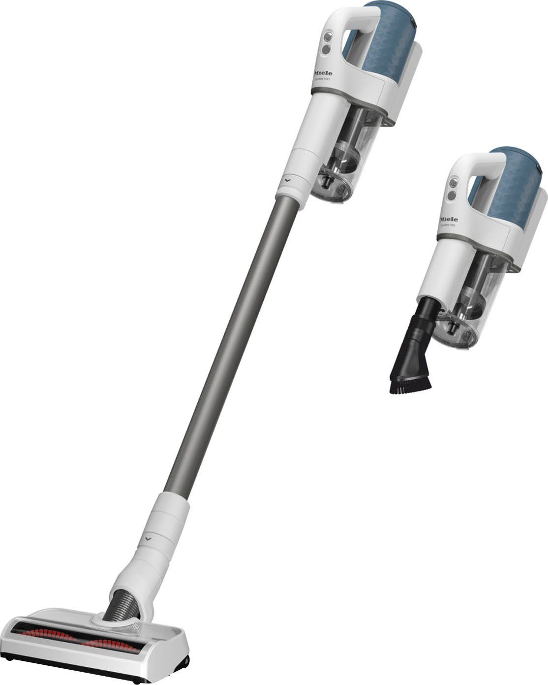 Miele Akku-Handstaubsauger Duoflex HX1 Akku Staubsauger, beutellos, 2in1-Funktion, 3,15 kg leicht, Brilliantweiß/Spacegrey/Nordicblau