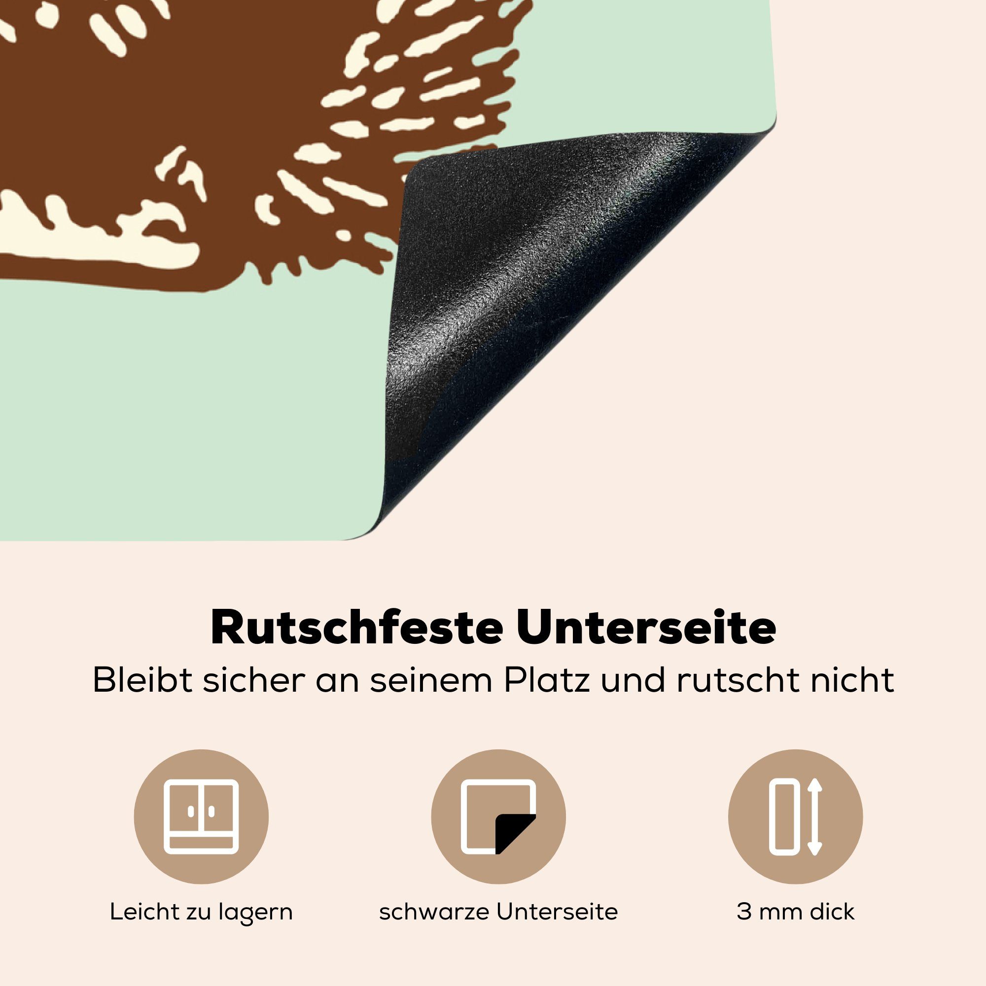 Eichhörnchens MuchoWow Ceranfeldabdeckung, einer für Eichel, tlg), Herdblende-/Abdeckplatte mit 78x78 Illustration (1 Arbeitsplatte Eine eines küche Vinyl, cm,