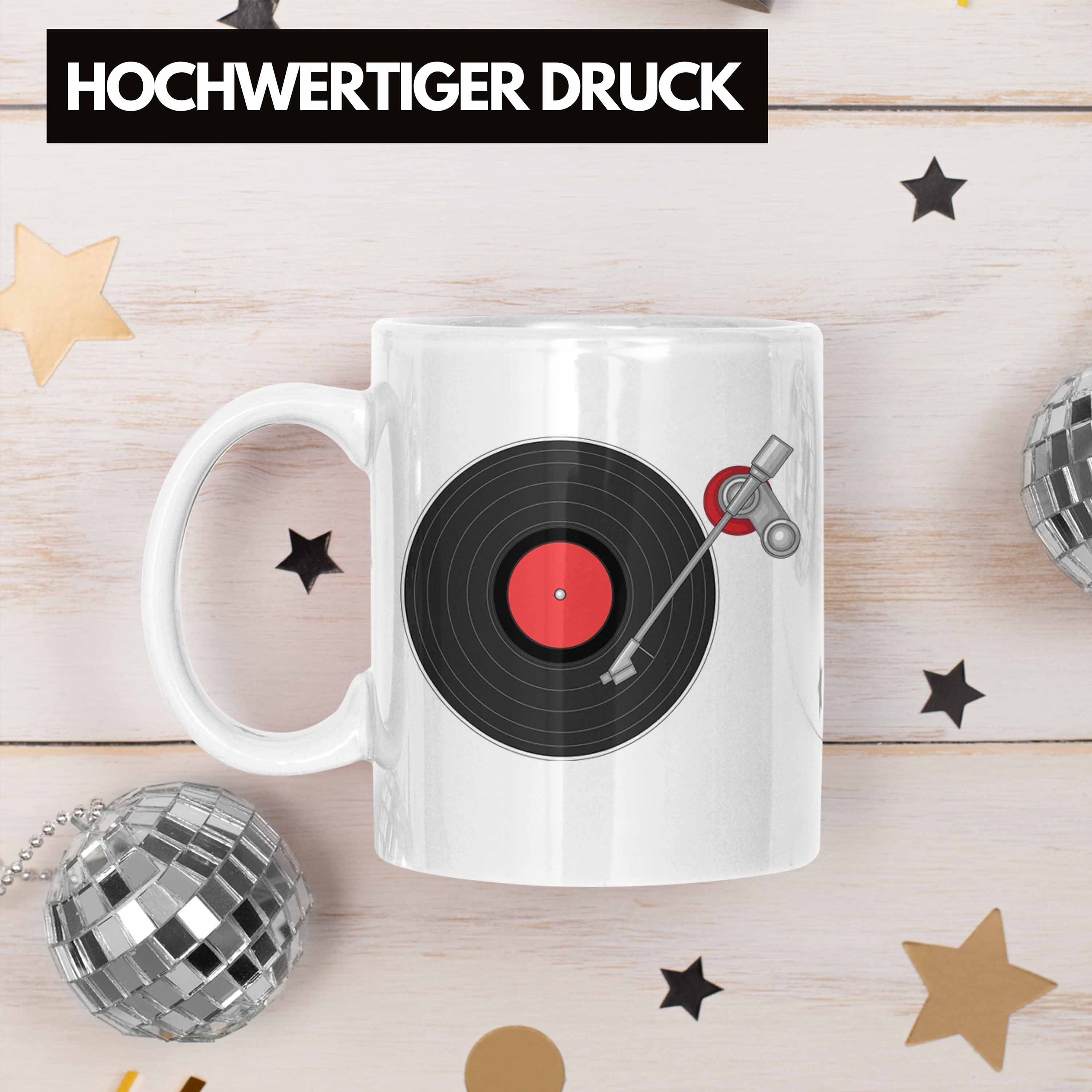 Tasse Vinyl-Schallplatten Weiss Geschenk Kaffee- Trendation Plattenspieler Tasse Schallplatte