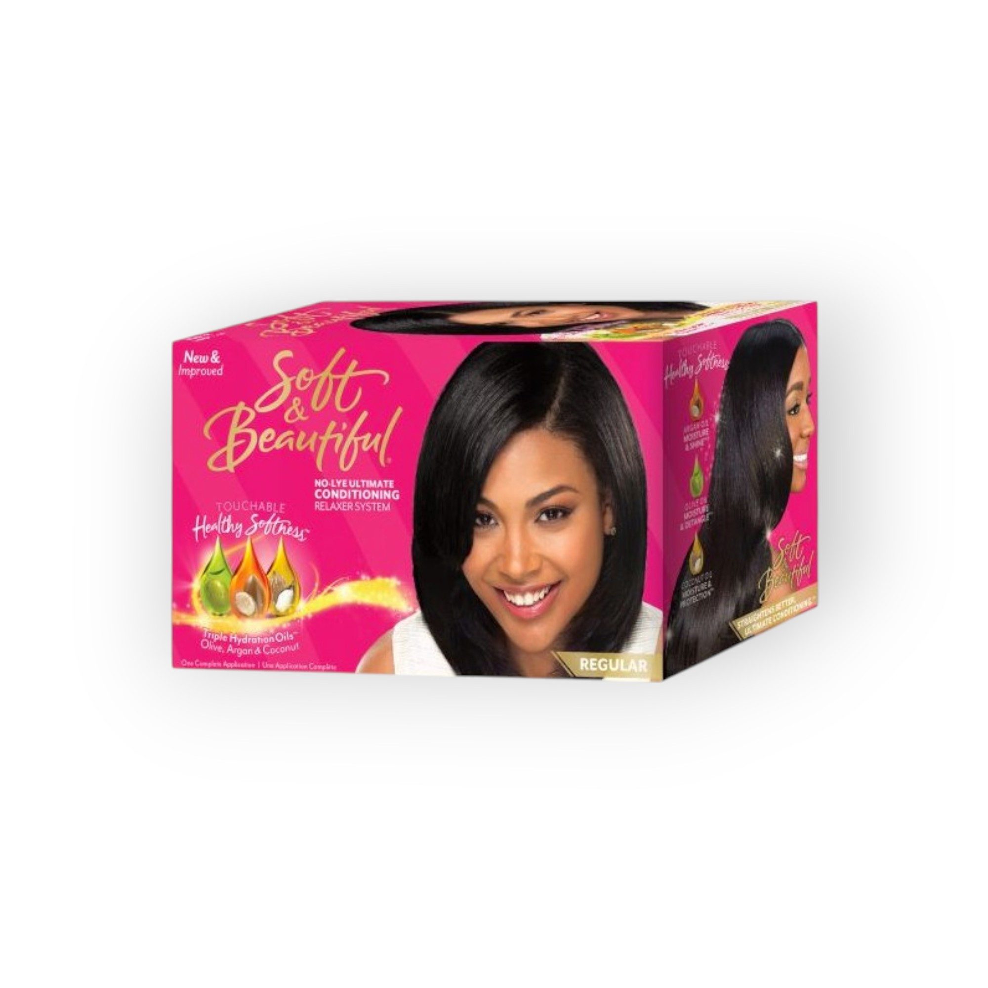 Soft & Beautiful Haarspülung No Lye Ultimate Conditioning Relaxer mit Arganöl Regular, 1-tlg., Komplettes chemisches Haarglättungsset