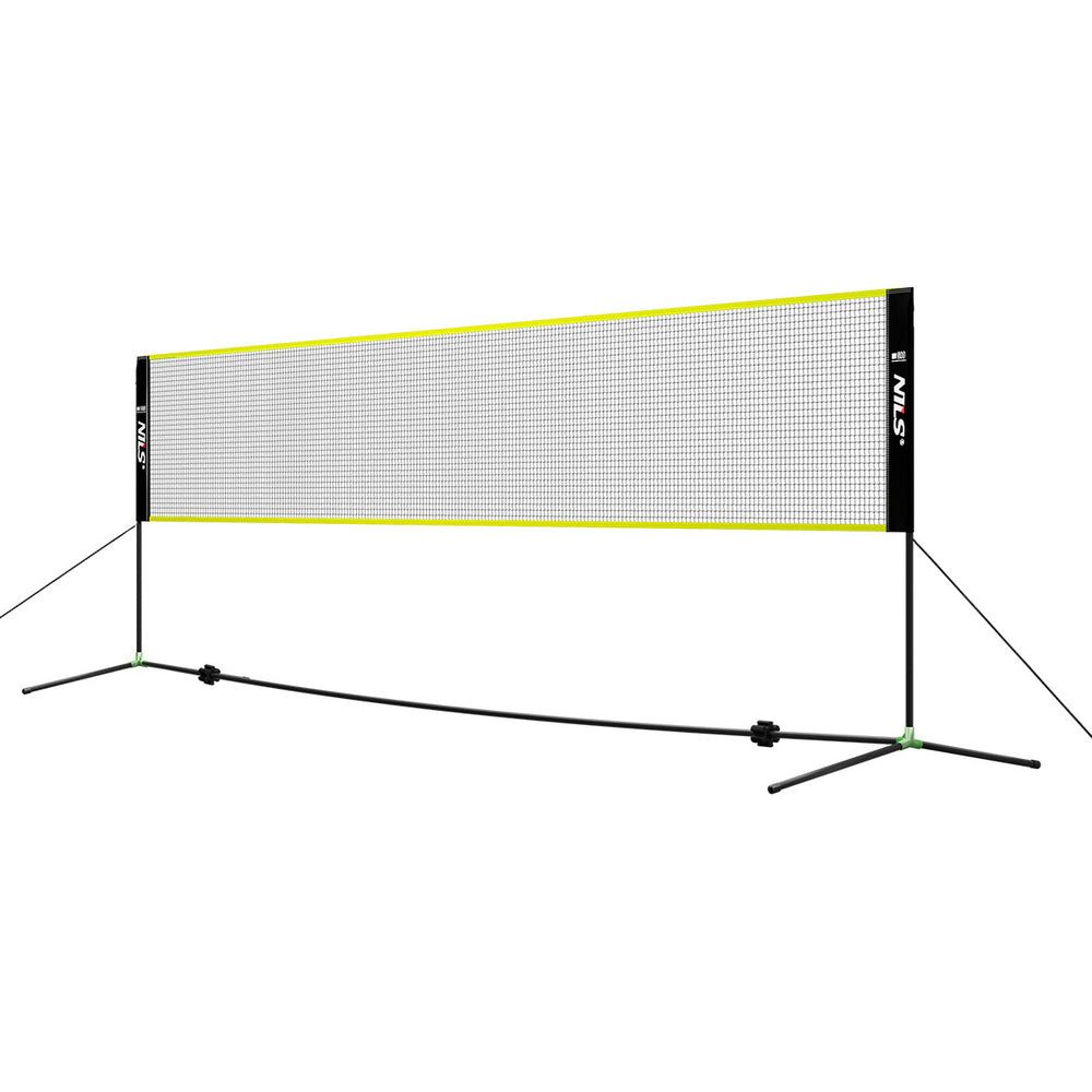 Nils Badmintonnetz Federballnetz Standnetz Freizeitnetz (Spar-Set, 1-St., 500 x 155 cm freistehend), freistehend, wetterfest, werkzeuglos, tragbar