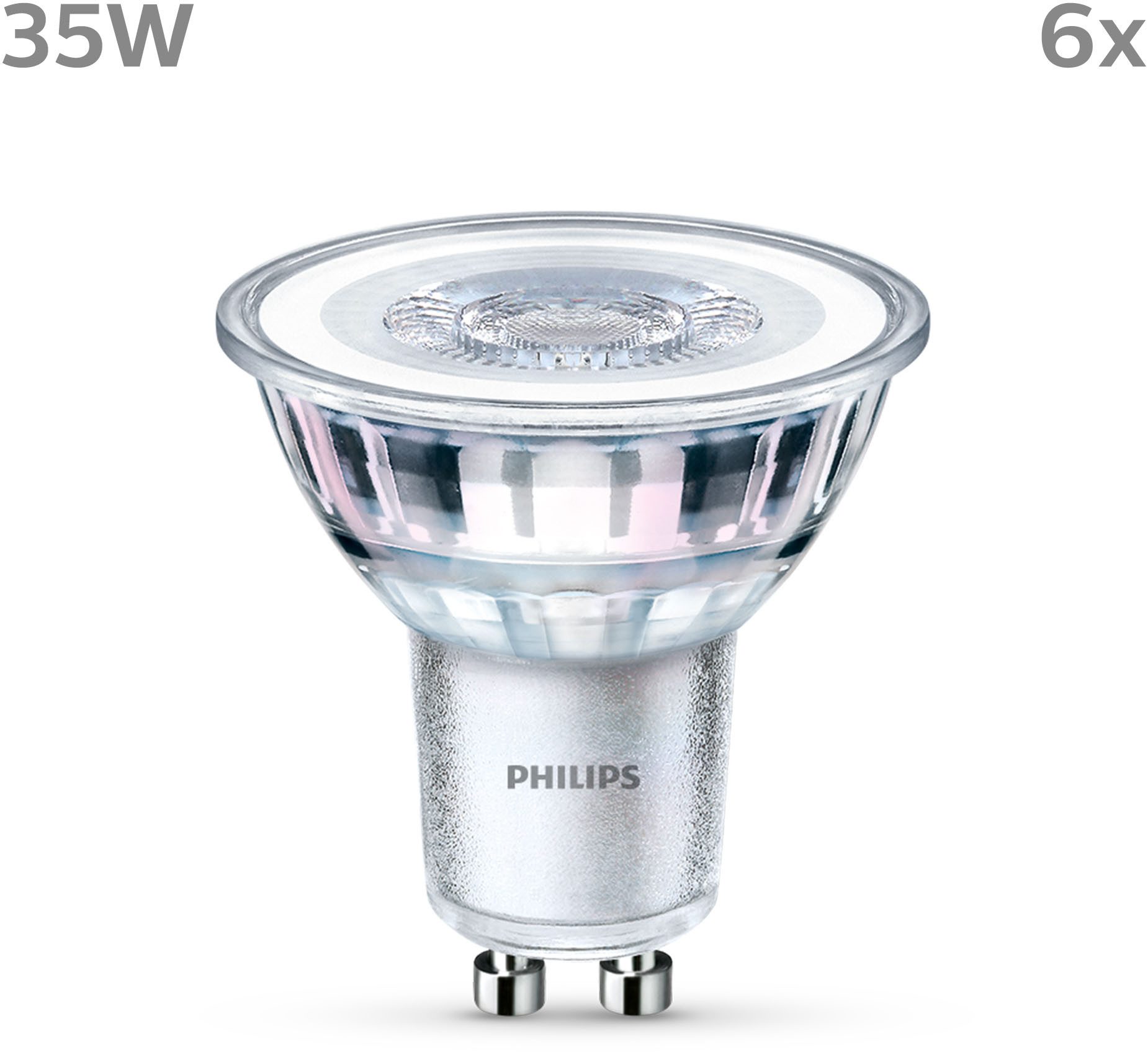 Philips LED-Leuchtmittel Classic 35W Non-Dim, GU10, 6 St., Warmweiß