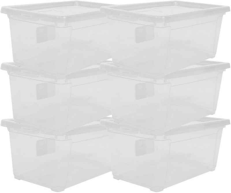 ONDIS24 Aufbewahrungsbox Aufbewahrungsbox Schuhbox Nähbox Lagerbox Allzweckbox Easy XS & Deckel (6 St), durchsichtig, stapelbar