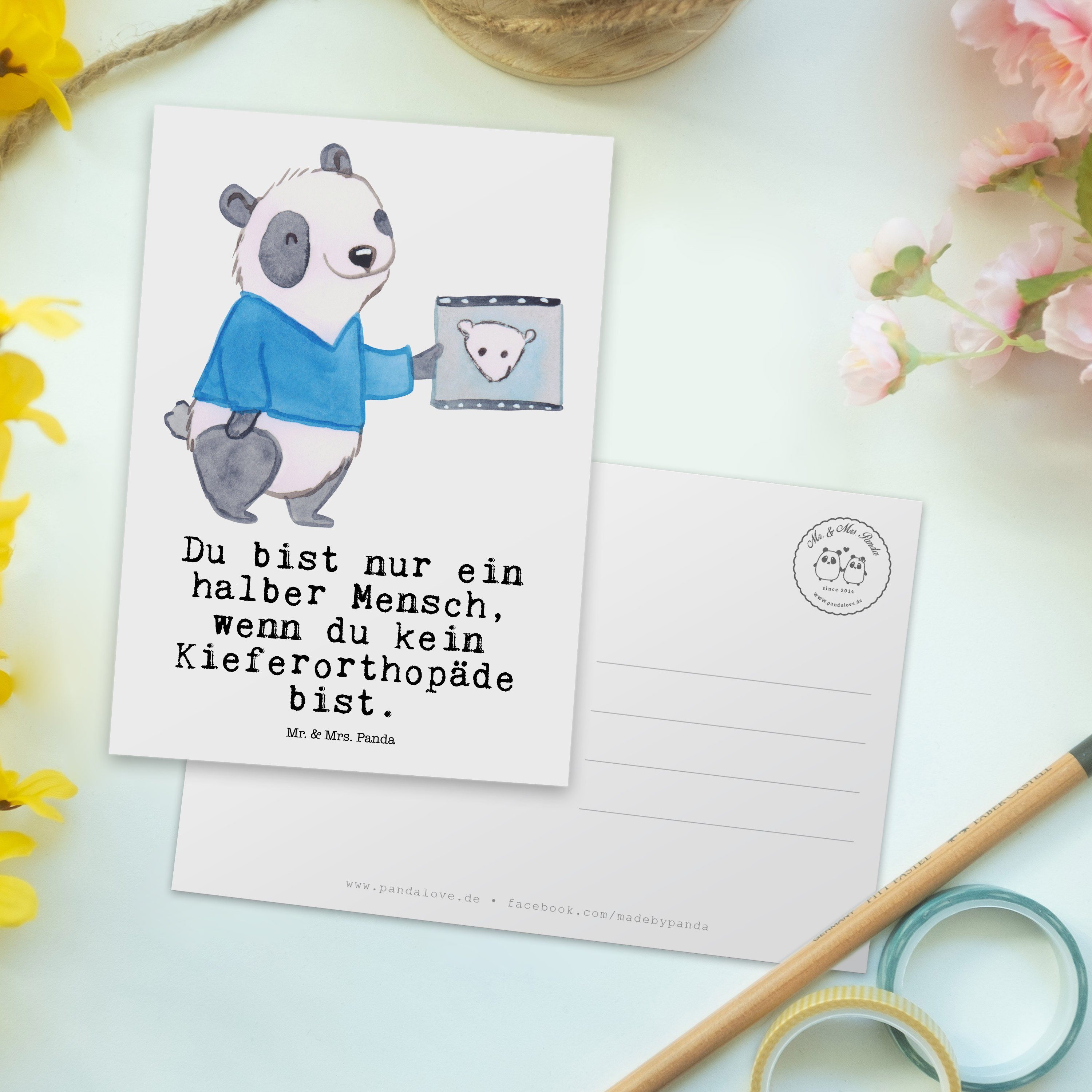 Kieferorthopäde Mr. Geschenk, & mit Postkarte Arbeitskol Mrs. - Panda Herz - Weiß Geschenkkarte,