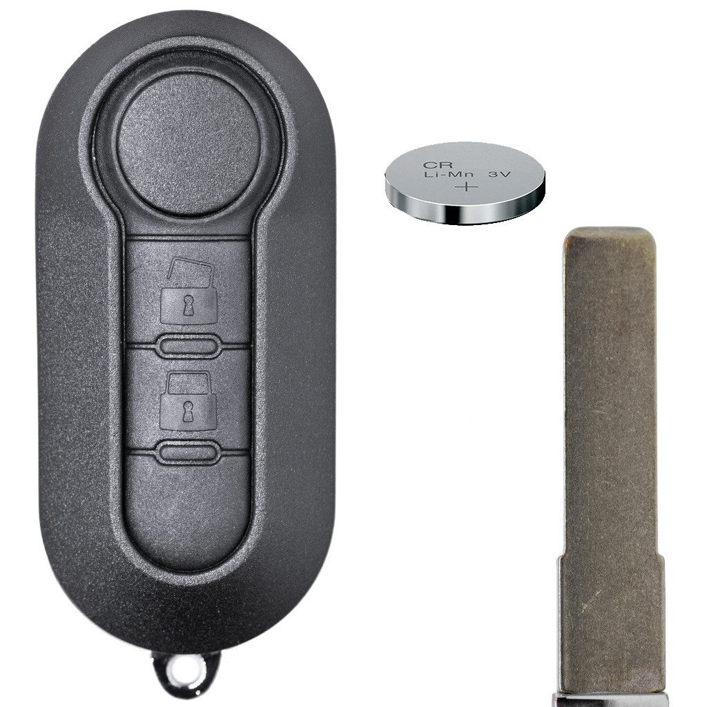 mt-key Klapp Schlüssel Reparatur Gehäuse 2 Tasten + 1x passende CR2032 Knopfzelle, CR2032 (3 V), für FIAT IVECO DAILY ab 2006 Funk Fernbedienung