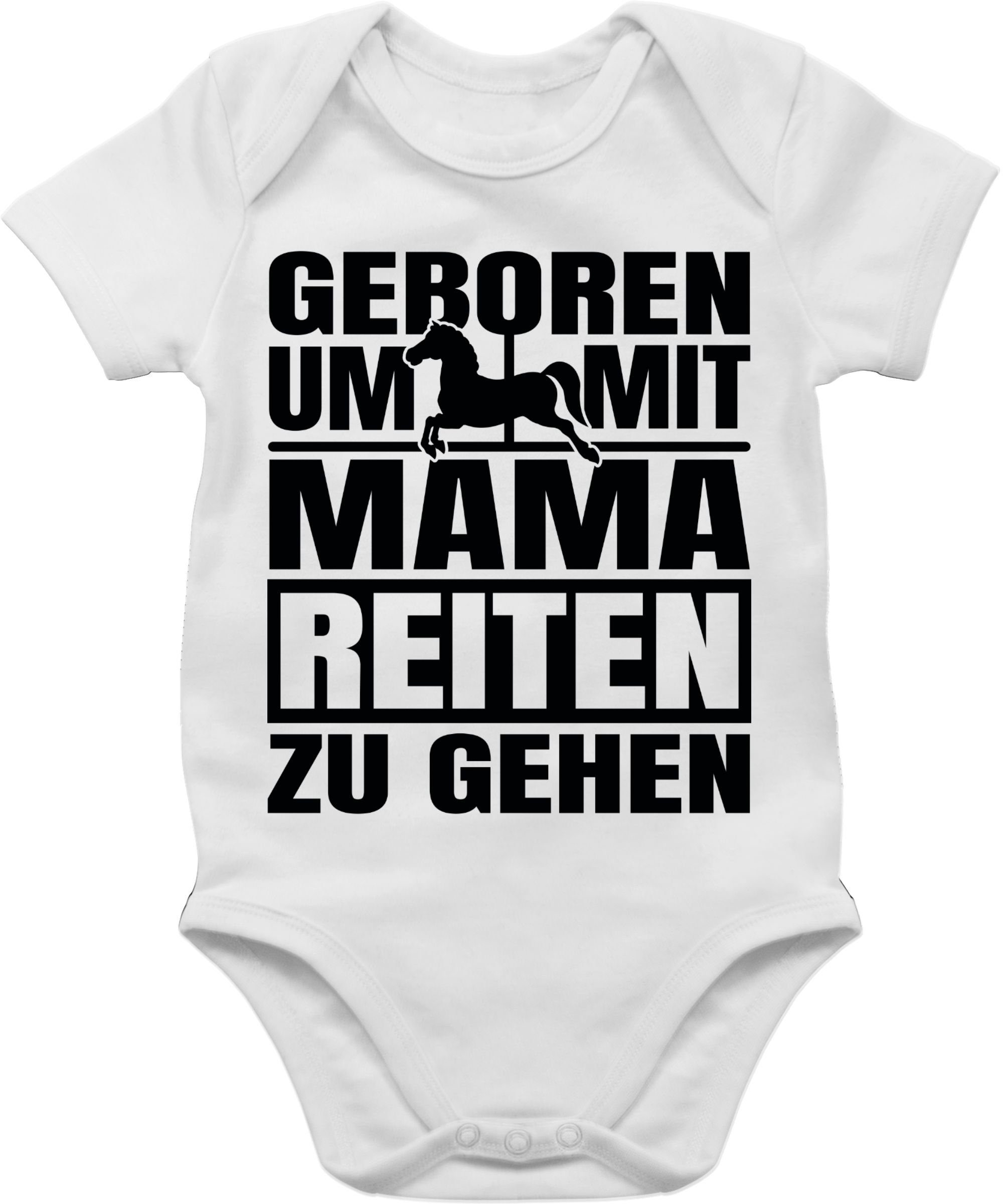 Shirtracer Shirtbody Geboren um mit Mama reiten zu gehen schwarz