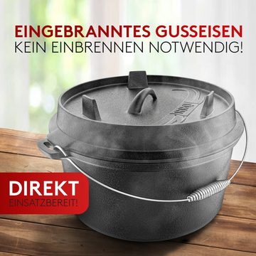 Amandi Feuertopf BBQ Dutch Oven [Das Original] - Dutch Oven Set [7L] - Für Induktion, Gusseisen, Edelstahl