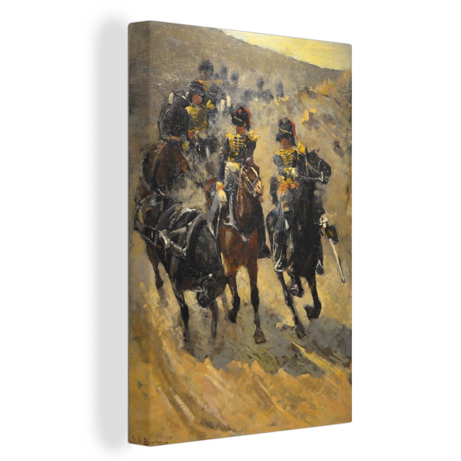 20x30 cm von George bespannt Gemälde, Gemälde Artillerie - fertig Reitende Leinwandbild Hendrik Zackenaufhänger, Breitner, Leinwandbild (1 inkl. OneMillionCanvasses® St),