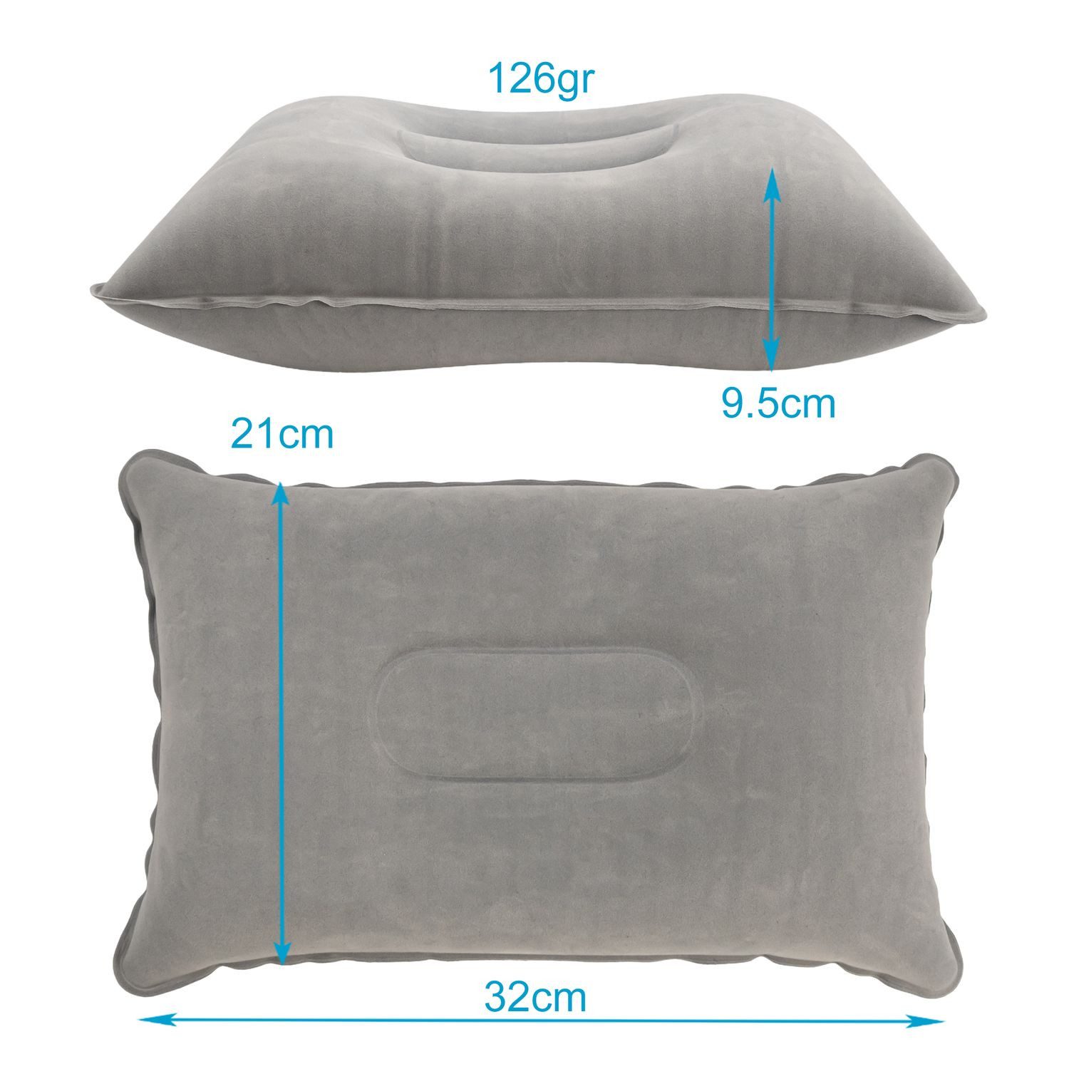 Intirilife Reisekissen, Aufblasbares Kissen in GRAU, 1-tlg., Rechteckiges K günstig online kaufen