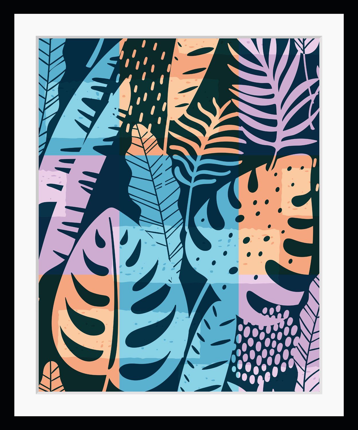 queence Bild Sophia, Blumen, Blumenbilder, Blätter, Blätterbilder, Kunst, HD Premium Poster-Druck inkl. Holzrahmen