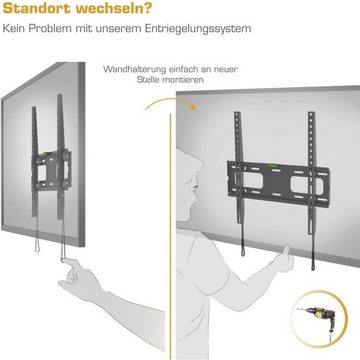 Hama Fix Slim TV Wandhalterung Flach 37" bis 75" Monitor-Halterung, (Wand-Halter Alle VESA-Formate bis 400x400 für Monitor 37"-75" Zoll)