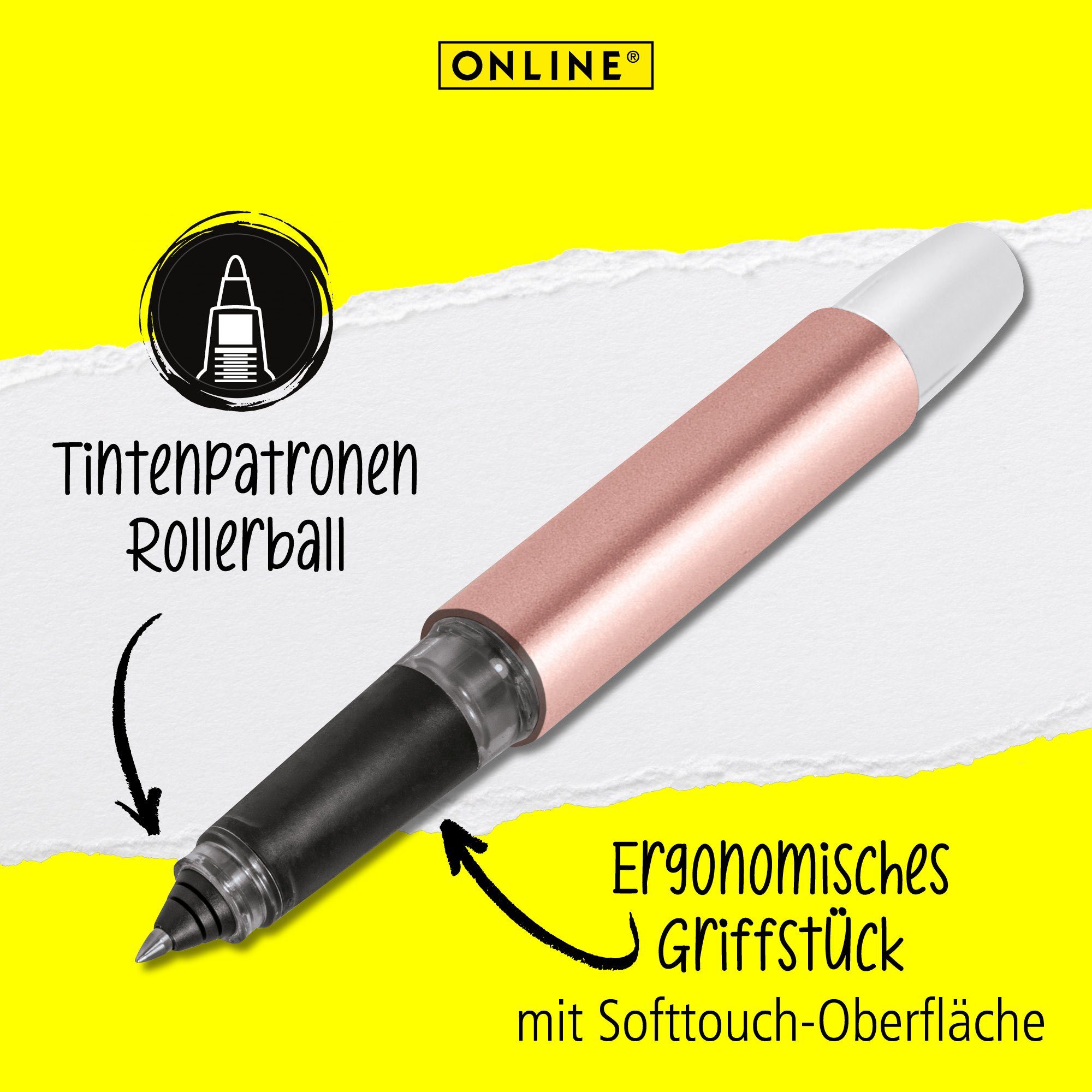 ergonomisch, in Deutschland Tintenroller für Campus ideal hergestellt die Rosegold Schule, Online Tintenpatronen-Rollerball, Pen