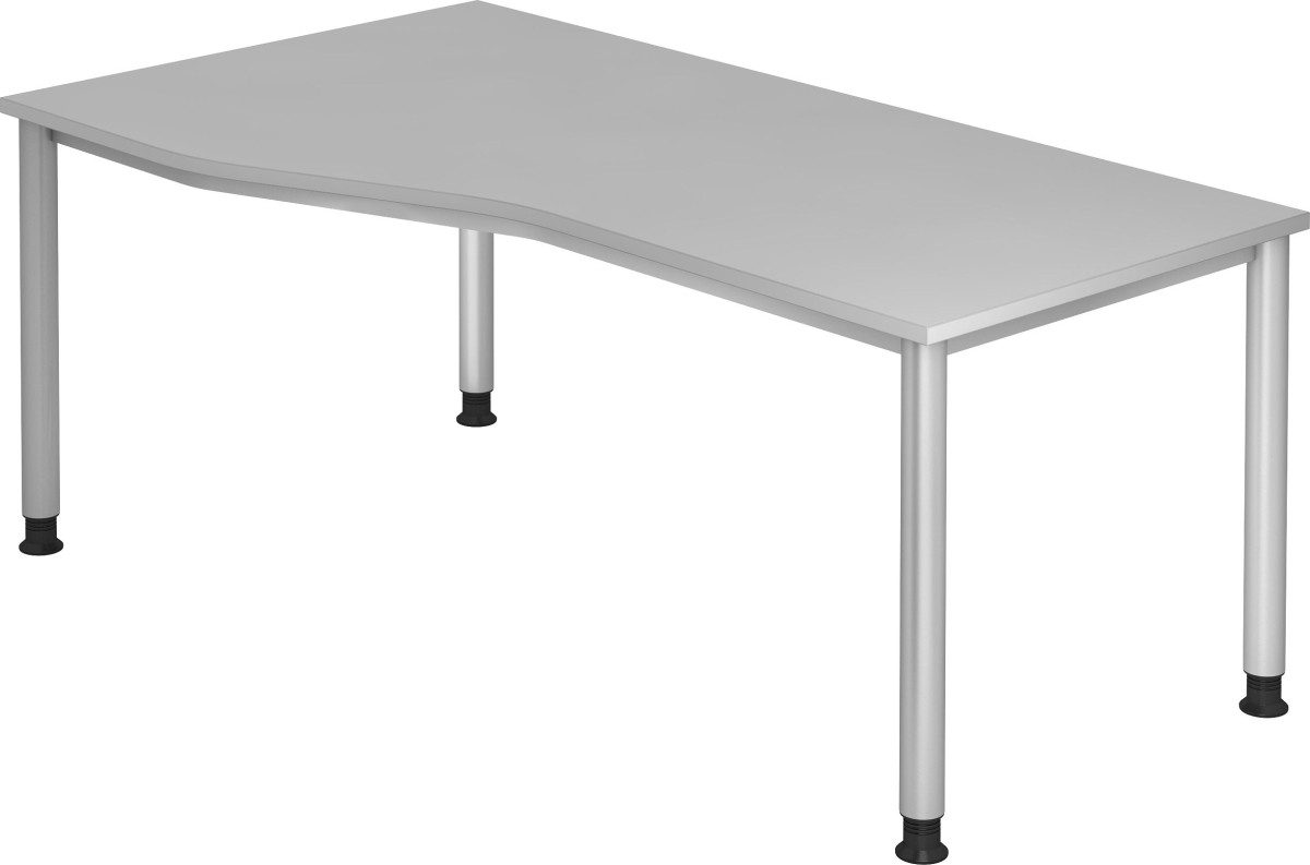 HAMMERBACHER Schreibtisch Schreibtisch 4-Fuß-rund 180x100/80cm Grau/Silber