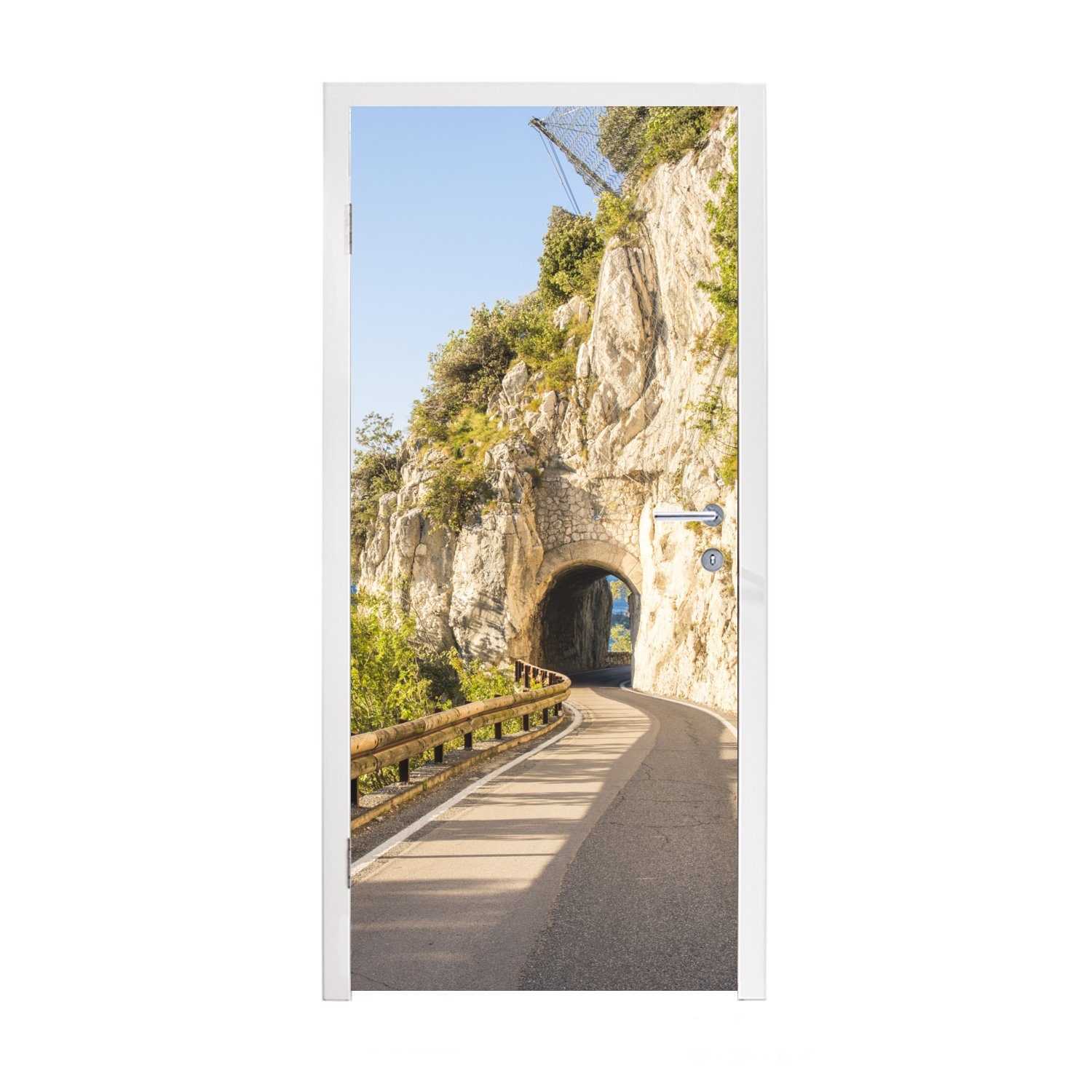 Türtapete - für Gardasee Matt, Tür, Straße, Fototapete St), 75x205 Tunnel cm - (1 Türaufkleber, MuchoWow bedruckt,