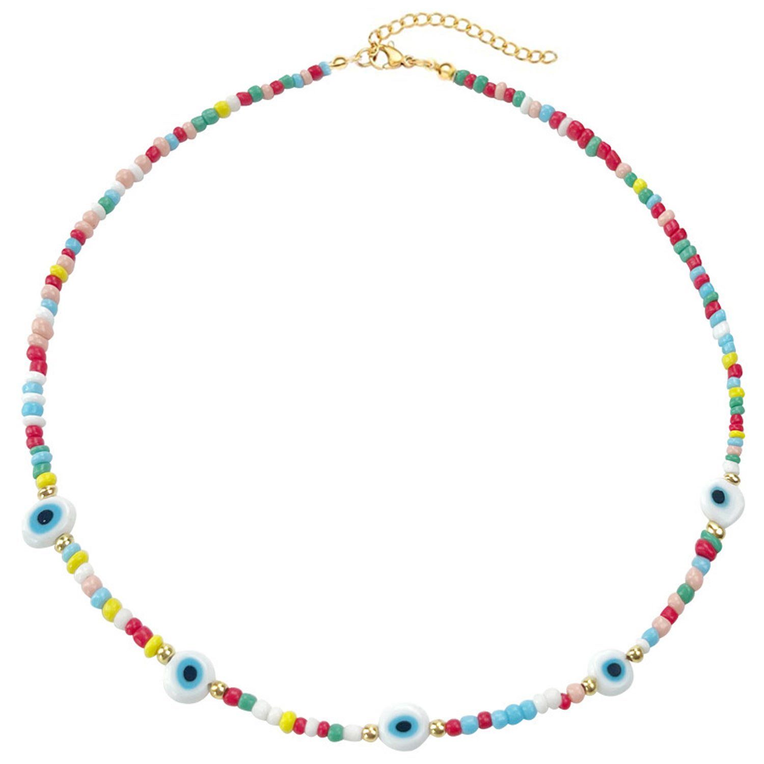 MAGICSHE Perlenkette Süßwasserperlen Layered Halskette Frauen, für aus Edelstahl 18K vergoldet Halskette NK8033