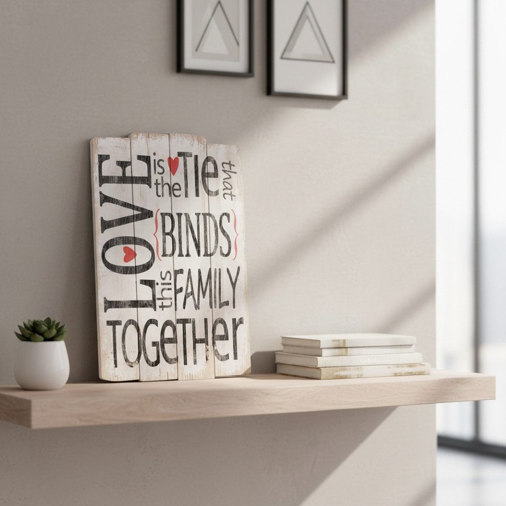 Melko Wandbild Holzschild LOVE 60cm Holzbild Wandbild Wanddekoration Shabby, LOVE (Stück, 1 St), Massivholz