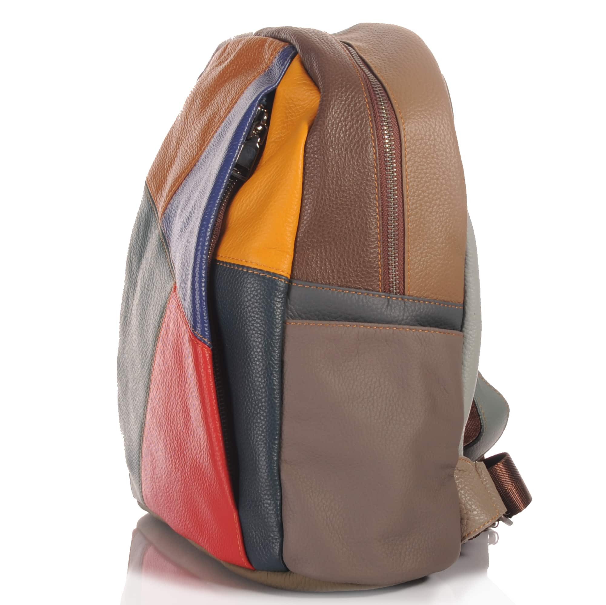 KMISSO Henkeltasche Handgefertigter City Backpack Pachwork Rucksack Italien Leder bunt 306 (1-tlg), im eleganten Look
