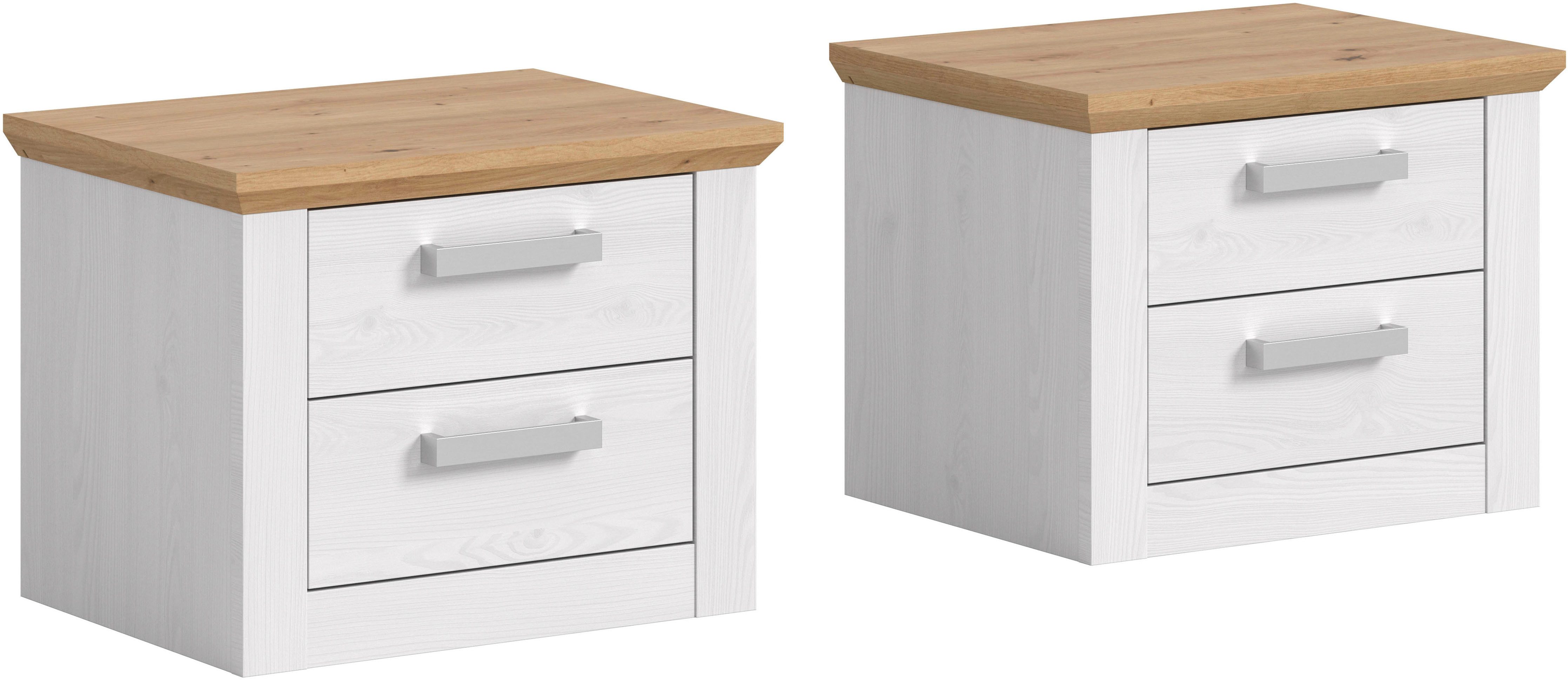 Home affaire Nachtschrank COSENZA, 2er Set, Breite je 54cm, in Landhausoptik (2er Set, inklusive je 2 Schubkästen mit Vollauszug) Nachtkommode, Nachtische, Kommode, Nako, Beistelltisch