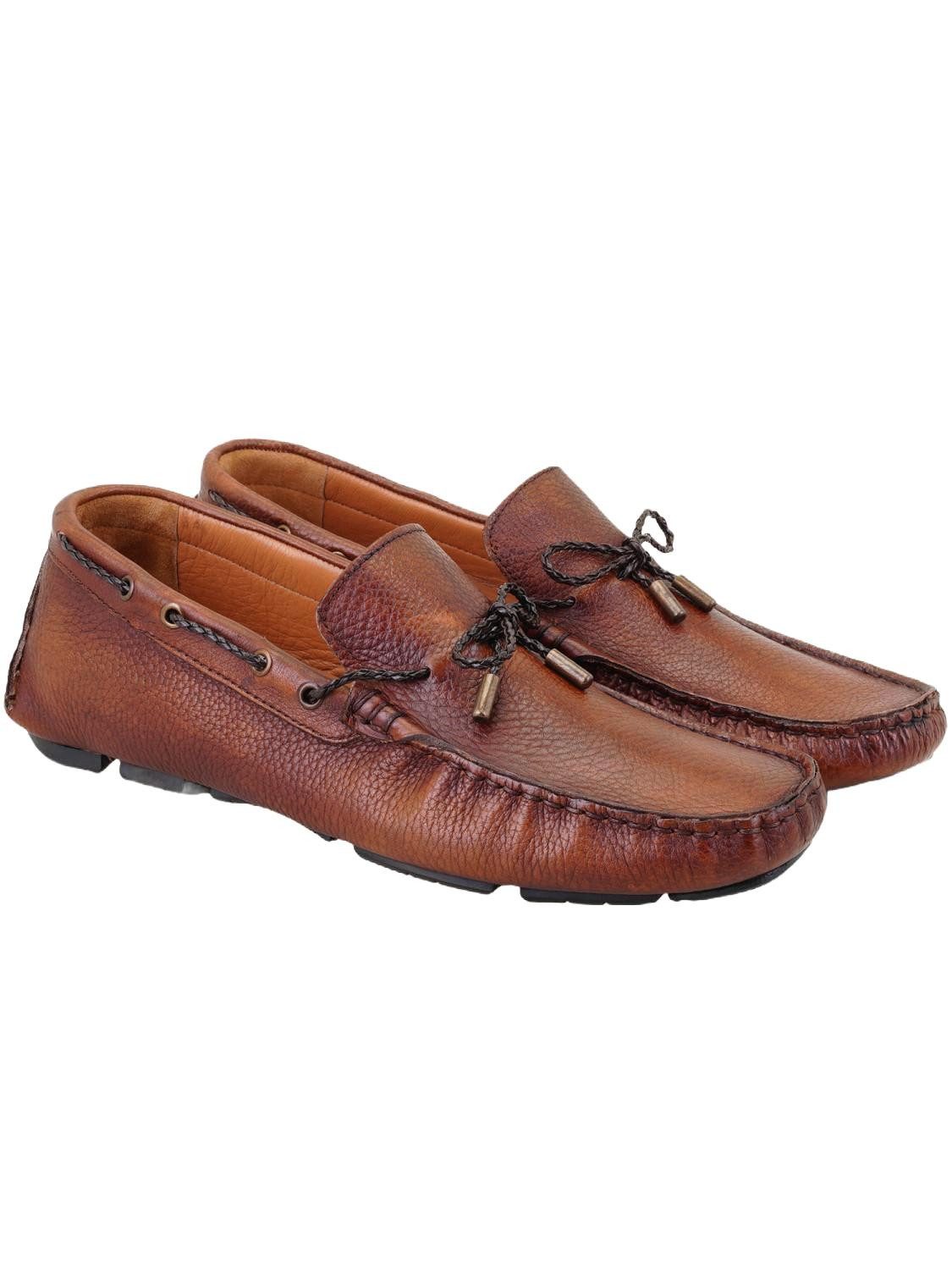 Desa Desa Herren-Lederslipper – Ledersohle, flacher Absatz Loafer