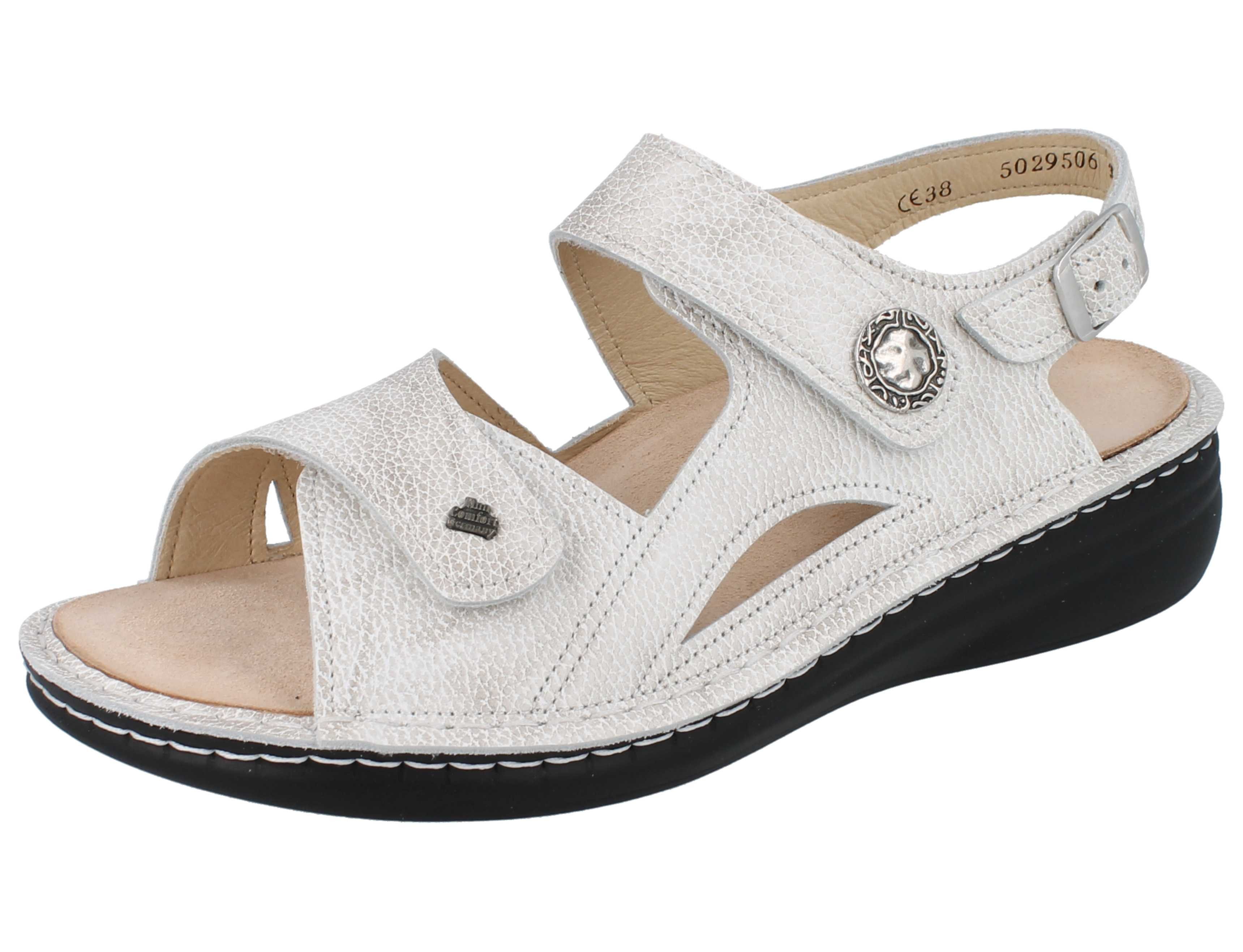 FINN COMFORT Barbuda Damen Sandale taupe Glattleder - Größe: 37 Sandale