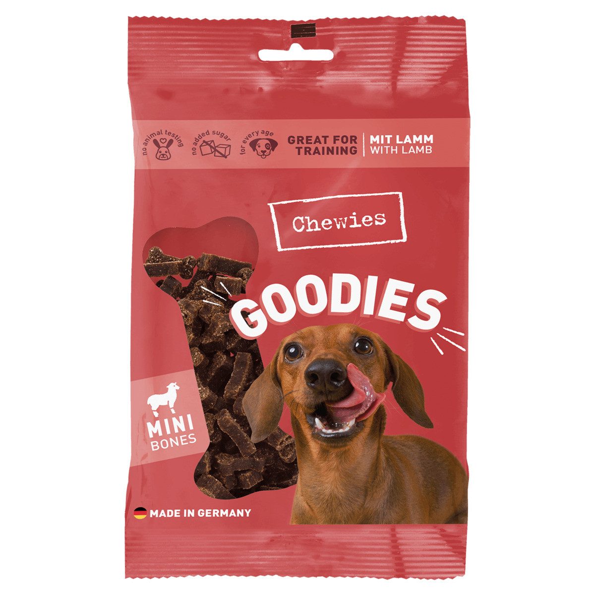Chewies Goodies Mini Bones mit Lamm 125 g, Snack für: Hund