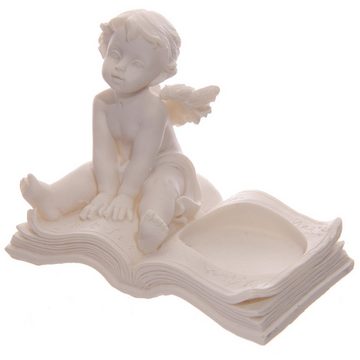 Puckator Teelichthalter mit Tablett Engel Teelichthalter Engelchen auf Buch sitzend