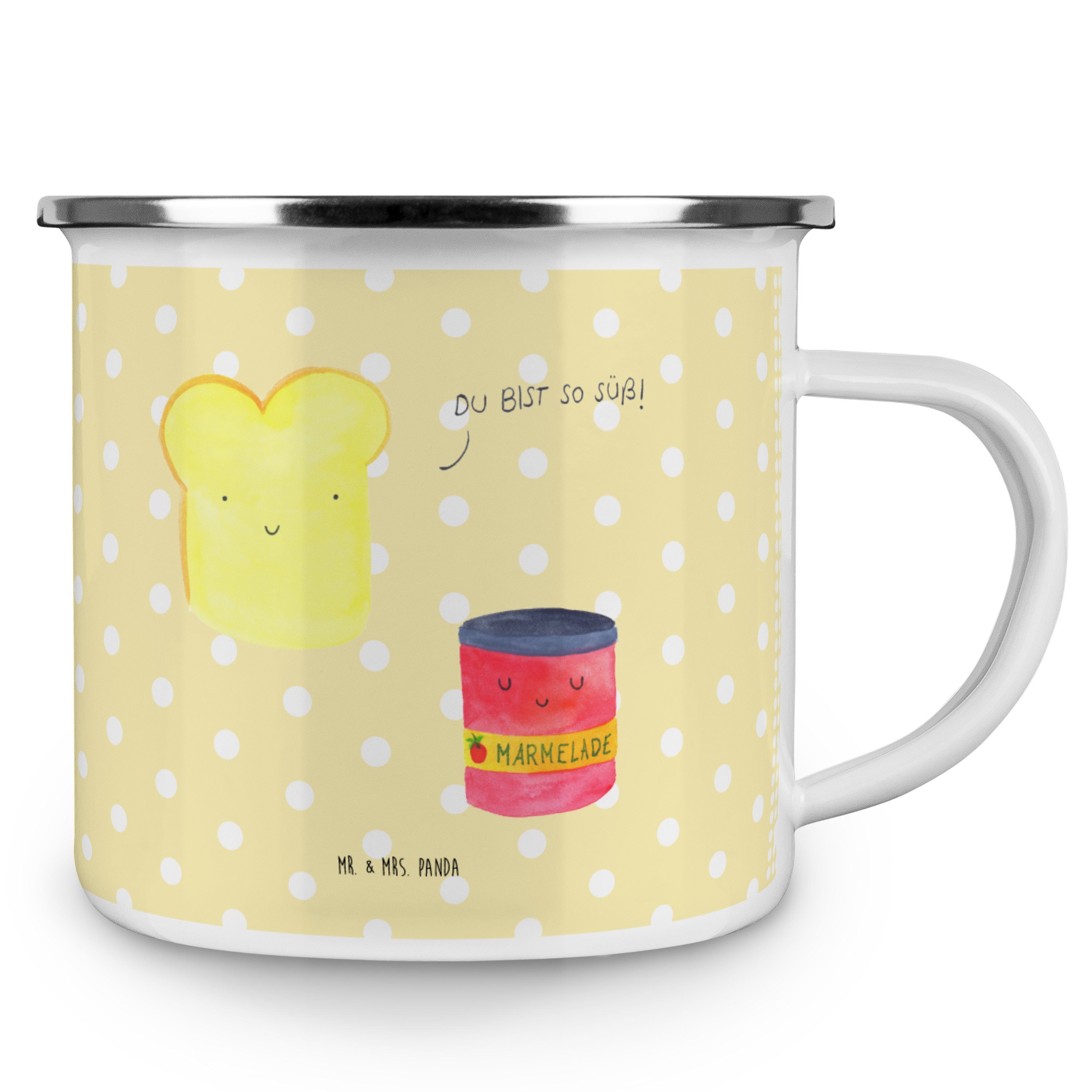 Mrs. - Emaille Campingtasse, - & Pastell Toast Marmelade Becher Ta, & Gelb Outdoor Geschenk, Panda Mr.