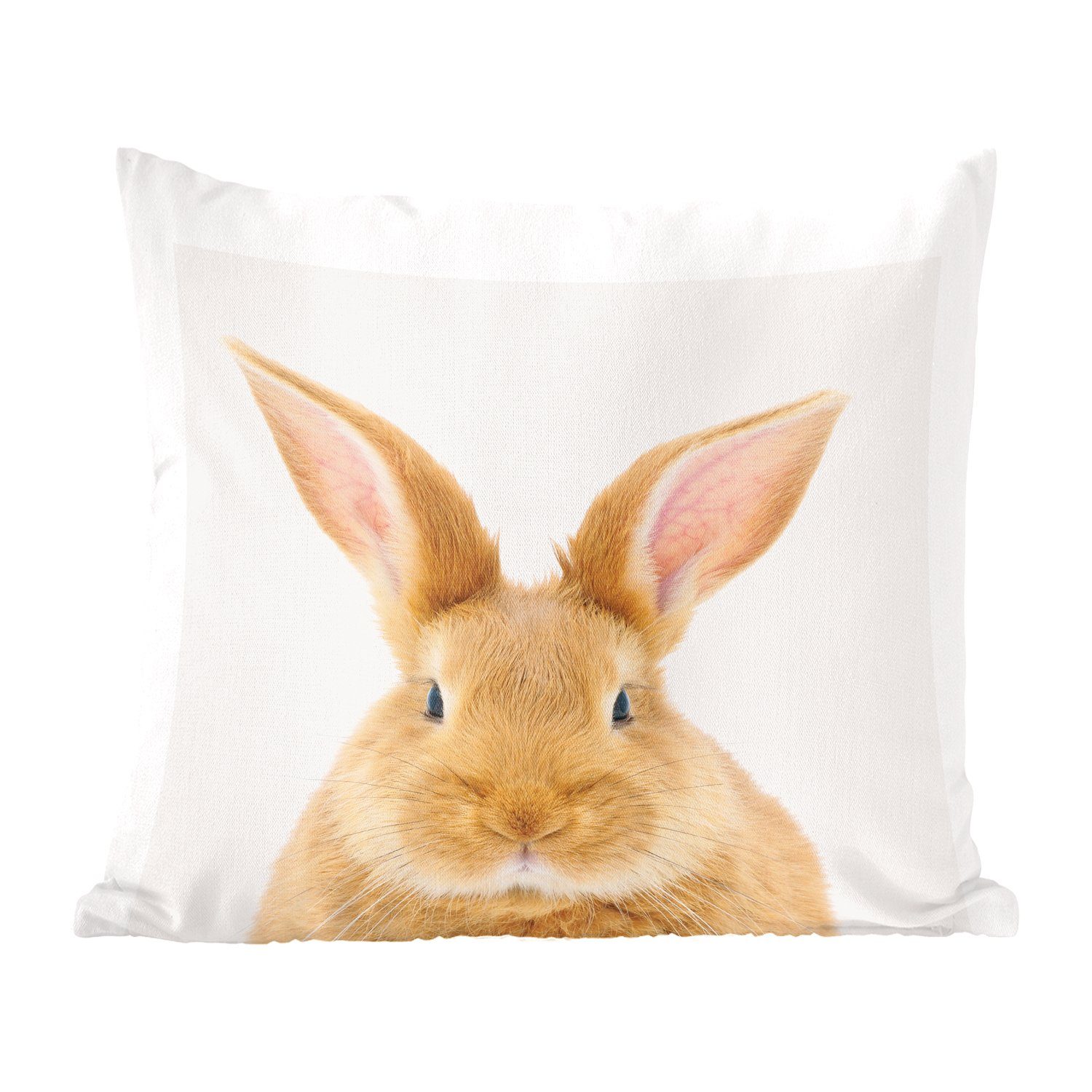 MuchoWow Dekokissen Tiere - Kaninchen - Weiß, Zierkissen mit Füllung für Wohzimmer, Schlafzimmer, Deko, Sofakissen