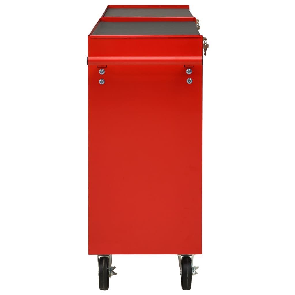 vidaXL Werkzeugbox Werkzeugwagen mit (1 St) Schubladen Rot 10 Stahl