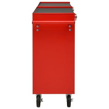 vidaXL Werkzeugbox Werkzeugwagen mit 10 Schubladen Stahl Rot (1 St)