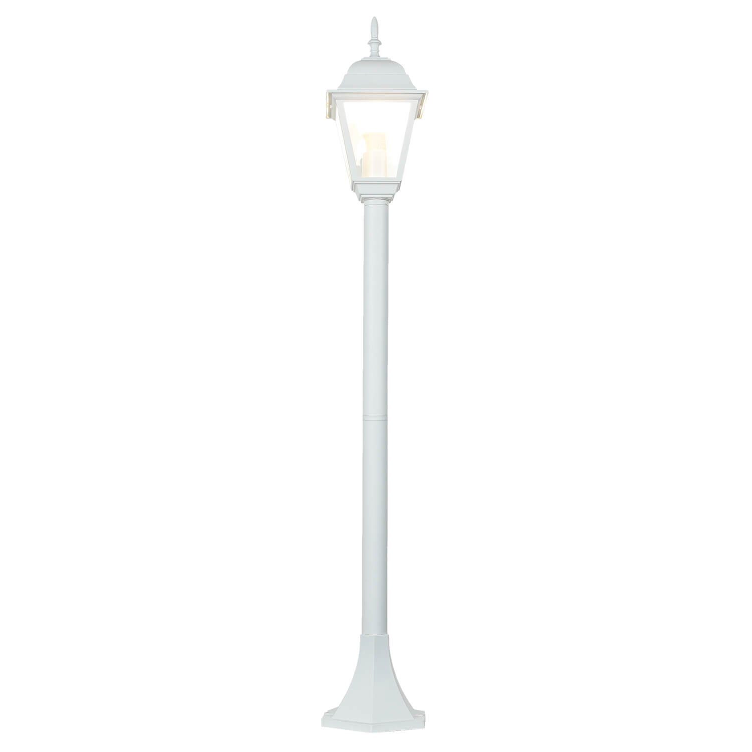 Licht-Erlebnisse Außen-Stehlampe TIROL, Wegeleuchte Garten Lampe Weiß Terrasse Leuchtmittel, ohne Echtglas Aluminium Stehleuchte