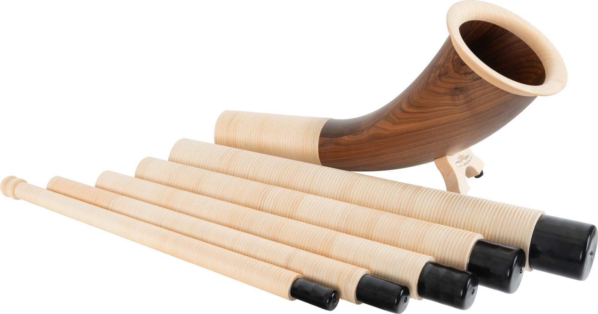 Lechgold Alphorn Wanderalphorn Walnuss Fis 347 cm 6-teiliges, super-transportables Alphorn mit leichter Ansprache