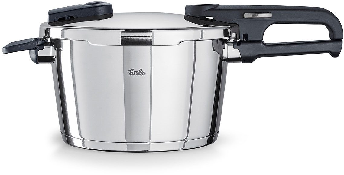Fissler Schnellkochtopf Vitaquick® Edition, Edelstahl 18/10 (Set, 6-tlg., je 1 Topf 6 + 3,5 Liter, 1 Deckel, 1 Zusatz-Glasdeckel + Zubehör), Made in Germany, mit gelochtem Einsatz