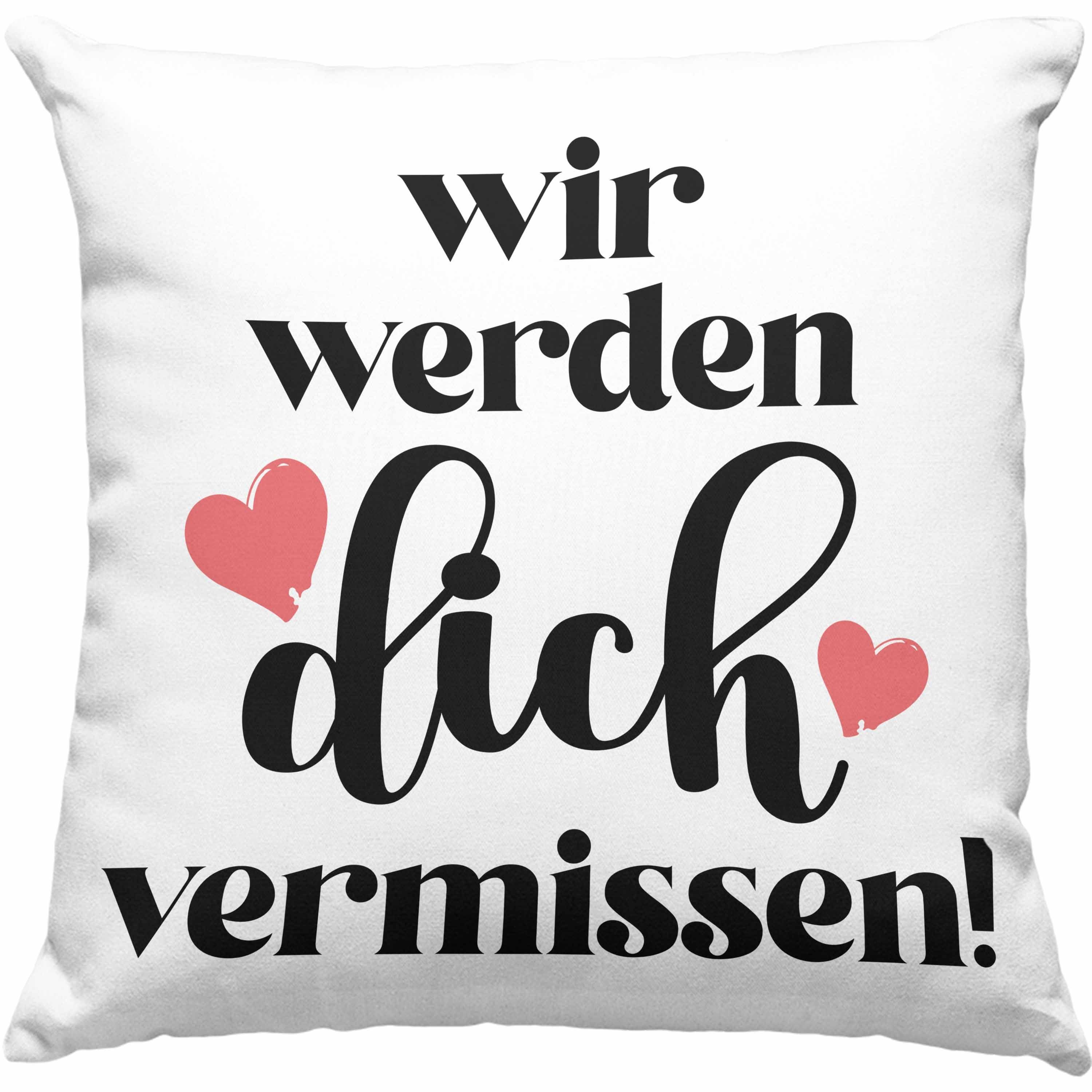 Vermissen Spruch Dekokissen - 40x40 Dich Kollegin Grau Neuer Kissen Trendation Abschiedsgeschenk Geschenk Jobwechsel mit Werden Füllung Wir Dekokissen Trendation Job