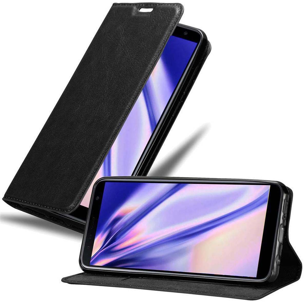 Cadorabo Handyhülle für Samsung Galaxy J6 PLUS Hülle Samsung Galaxy J6 PLUS, Hülle Schutzhülle mit Standfunktion, Magnetverschluss und Kartenfach
