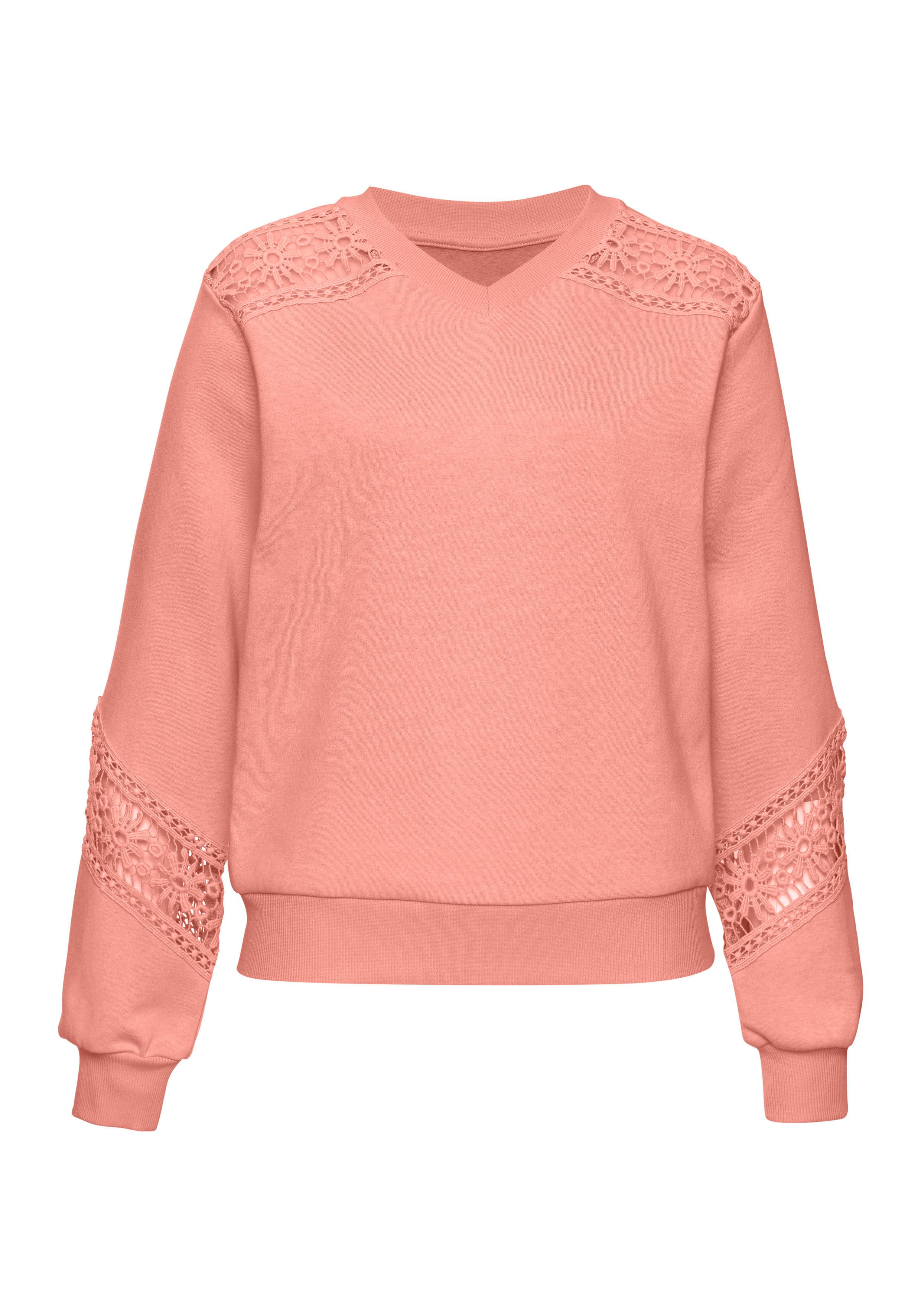 Vivance Sweatshirt mit Spitzeneinsätzen an Schulter günstig online kaufen