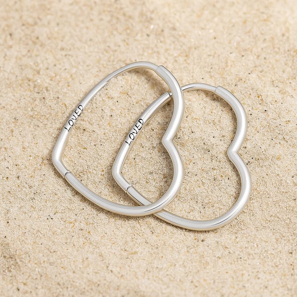 Taffstyle Paar Creolen Herz Creolen 925 Sterling Silber Ohrringe Damen Ohrhänger (Ohrringe Creolen Frauen Damen Schmuck Geschenke zum Geburtstag Weihnachten Val – Bild 5 von 5