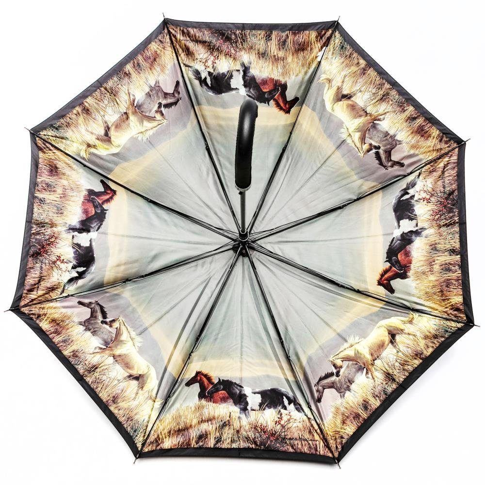 Luckyweather not just any other day Stockregenschirm Regenschirm Motiv PFERDE Automatik Double Layer