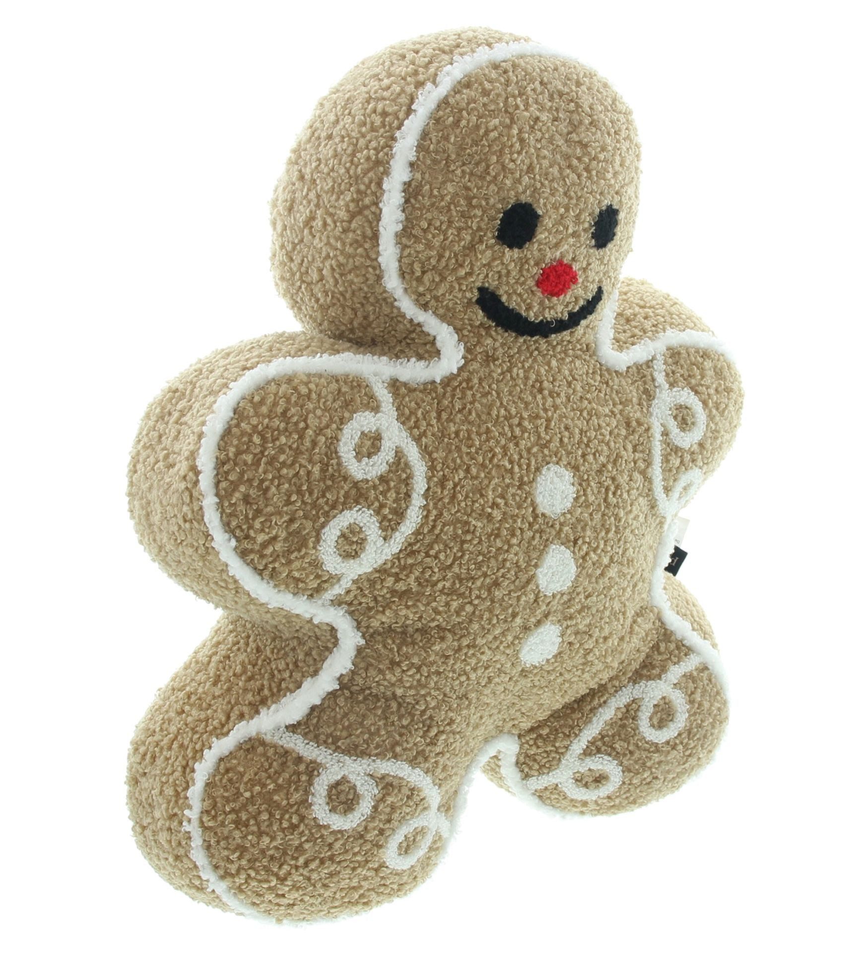 Home-trends24.de Dekokissen Lebkuchenmann Deko Zier-Kissen Teddyfleece Weihnachten 33 cm