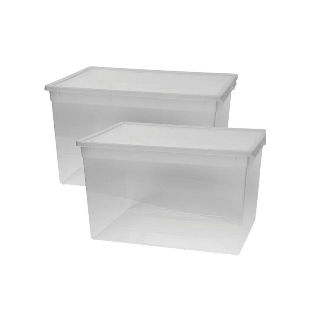 Kreher Aufbewahrungsbox Set: 2 x XXL Aufbewahrungsbox aus transparentem Kunststoff