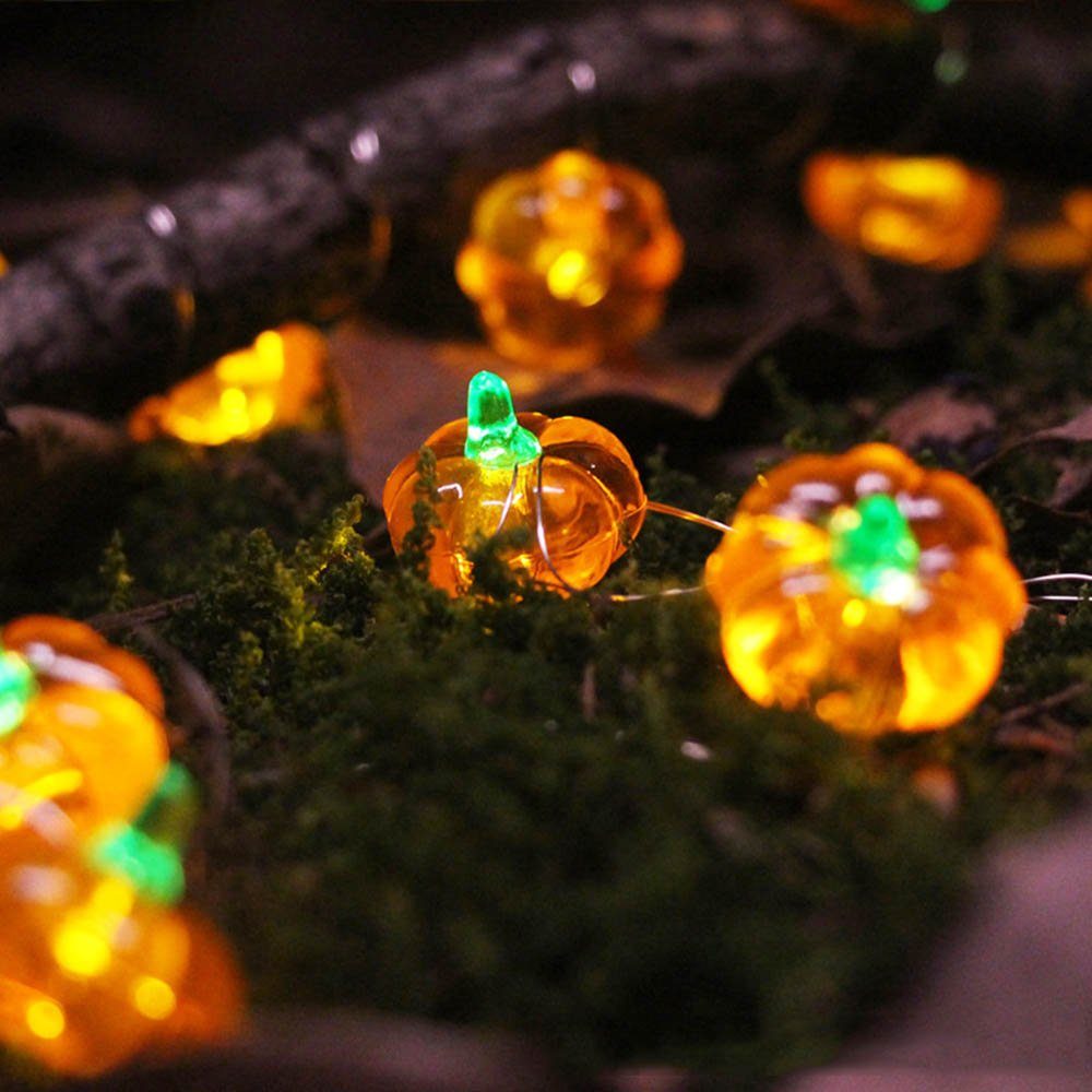 MUPOO LED-Lichterkette Halloween Deko LED 20/30LEDs 2M/3M Batterie LED Thanksgiving LED Girlande, Dekolicht,Warmweiß für Autumn Kunststoff Nachtlicht