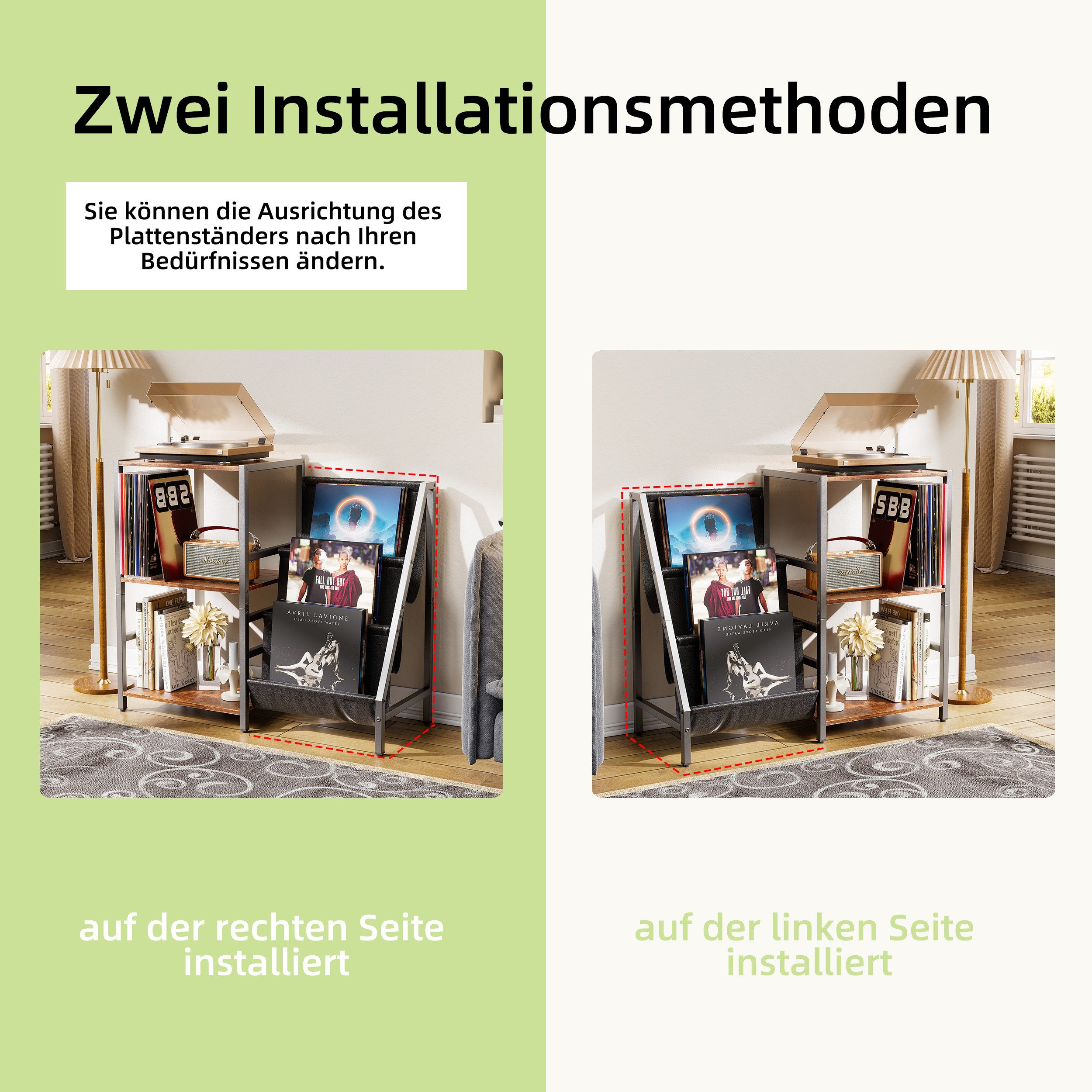 TWSOUL Plattenständer Multifunktionaler Plattenständer, Plattenspielerständer