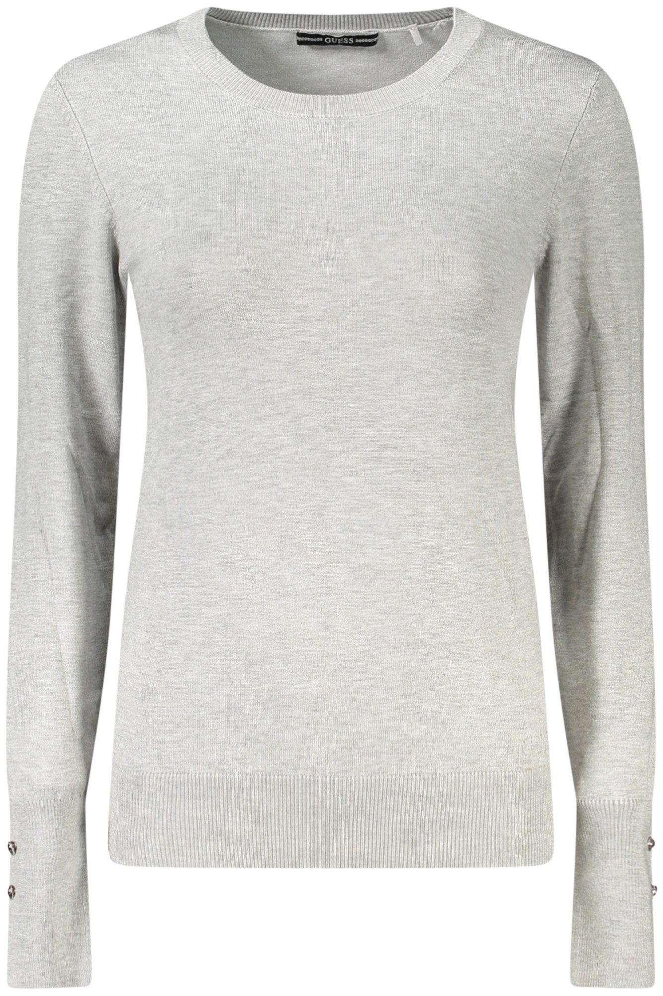 GUESS JEANS Strickpullover Eleganter Damenpullover in Grau mit Strass und Rundhalsausschnitt