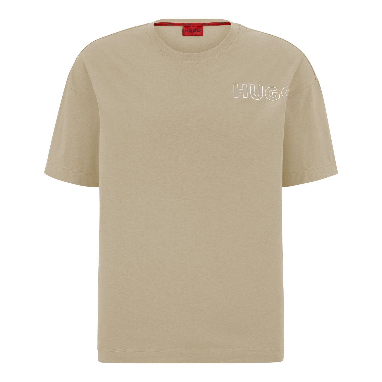 HUGO T-Shirt Unite T-Shirt mit umrissenem Logo auf der linken Brust 274 light beige