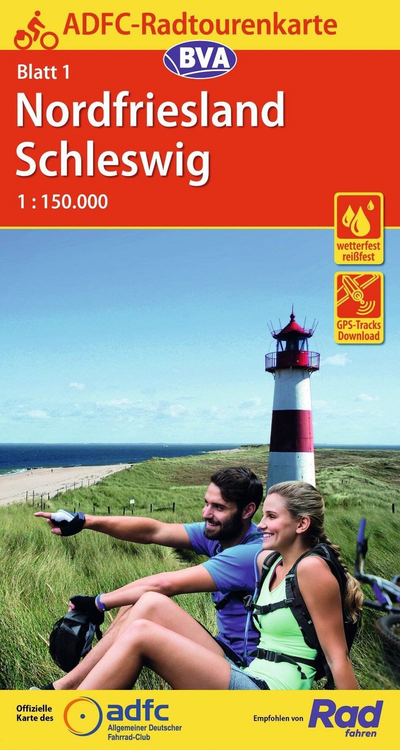 ADFC-Radtourenkarte 1 Nordfriesland /Schleswig 1:150.000, reiß- und we / diverse, reiß- und wetterfest, E-Bike geeignet, GPS-Tracks Download