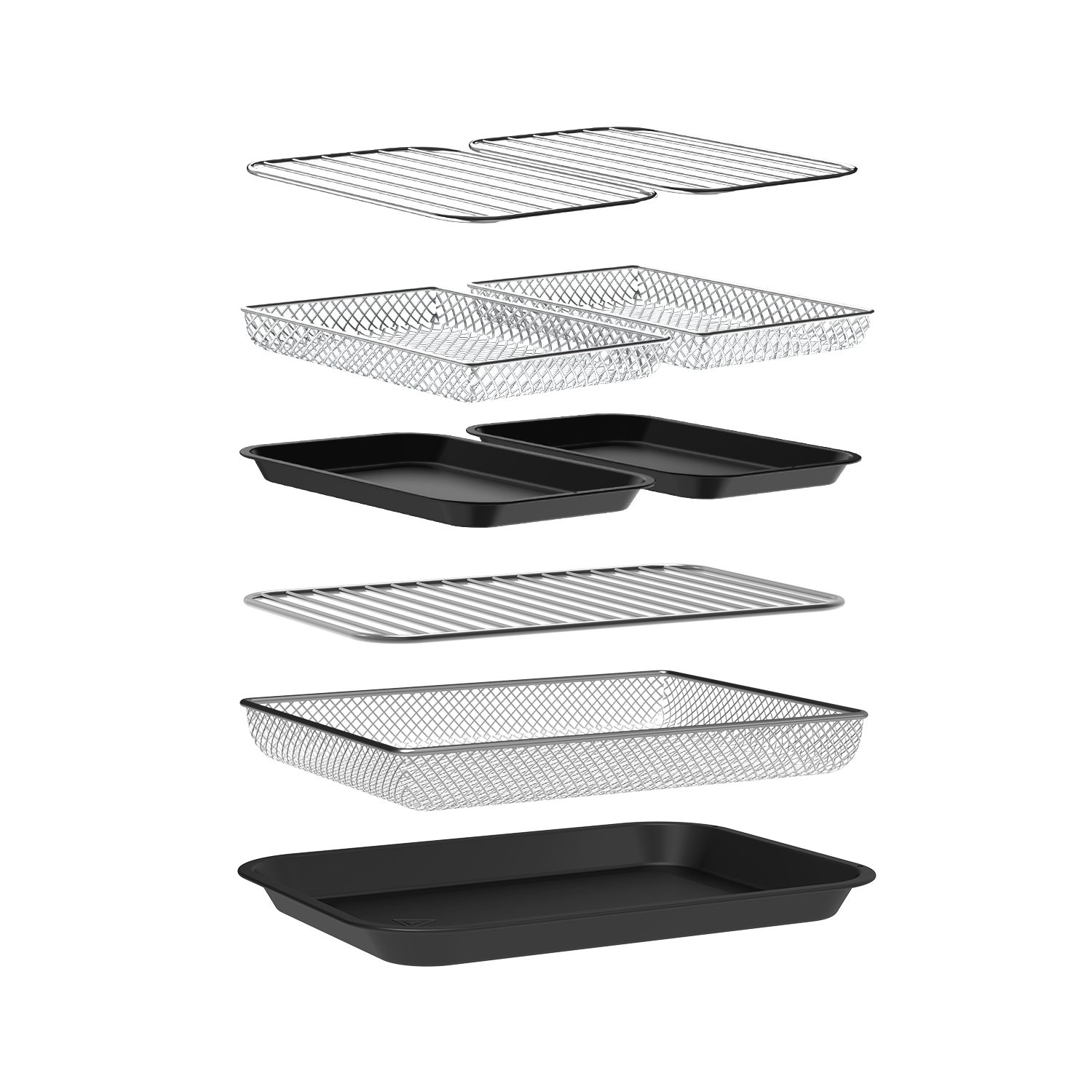 AIMAX Backform 9-teiliges Zubehör-Set mit Garkorb, Backblech und Gittereinsatz, (Set 9-tlg), Praktisches Zubehör für vielseitiges Kochen