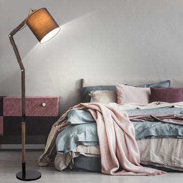 etc-shop LED Stehlampe, Leuchtmittel inklusive, Warmweiß, Holz Gelenk Steh Lampe Wohn Arbeits Zimmer Textil Stand